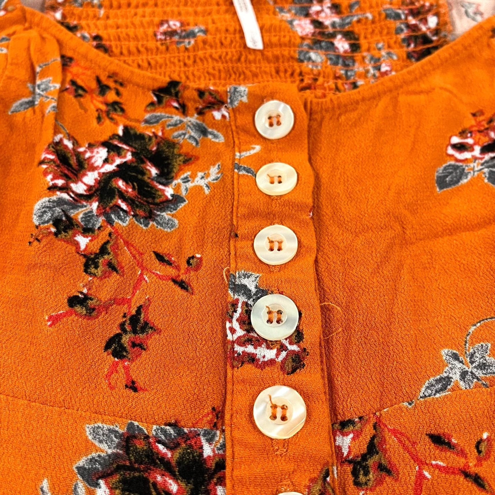 Free People FREE PEOPLE Floral Blouse Womens Large Multicolor 3/4 Sleeve Peasant Button Top Size L / US 10 / IT 46 - 3 Thumbnail