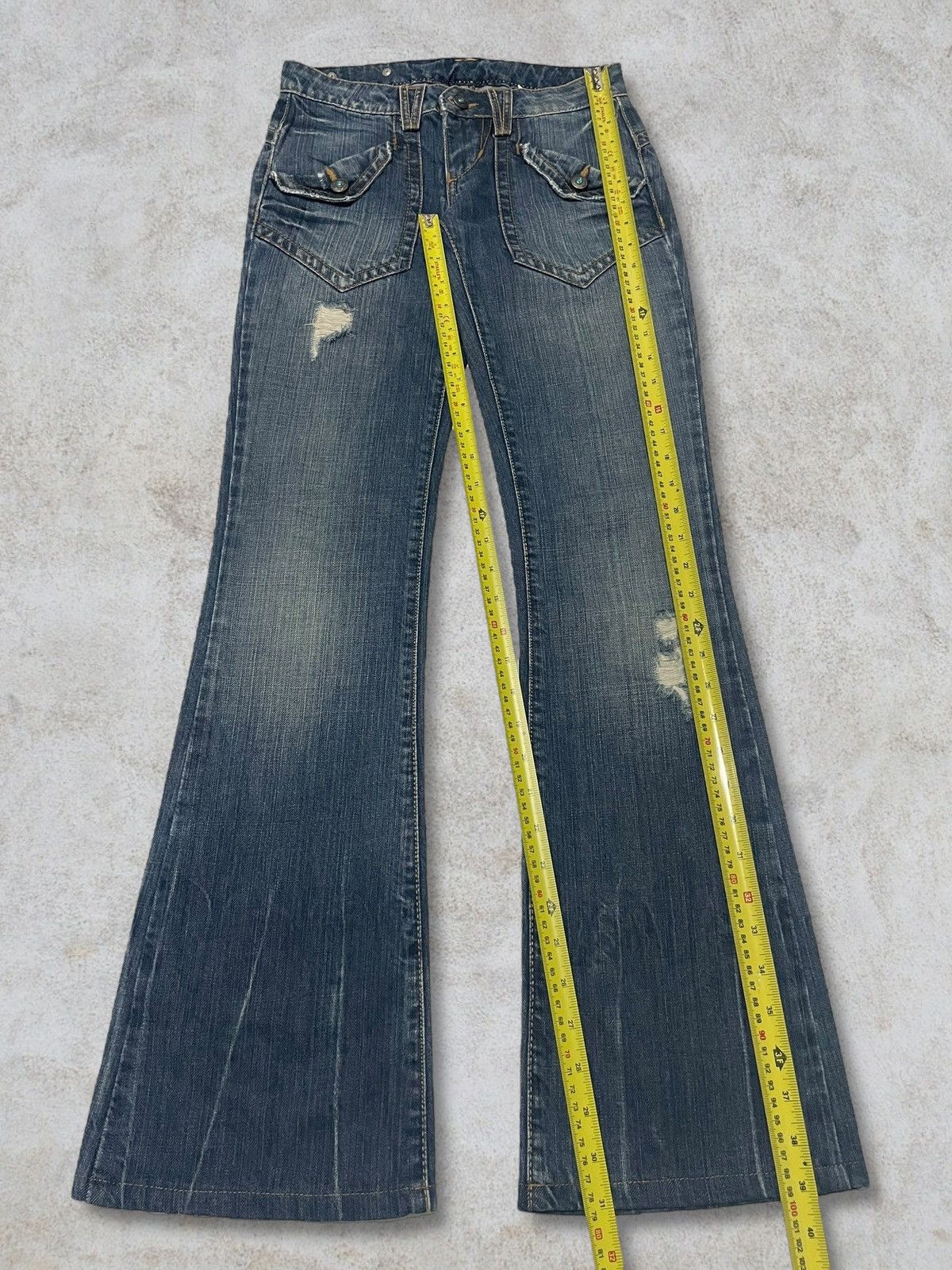 KMRii Vintage Bonaventure Diamond Button Metal Tag Bootcut Jeans Size 28" / US 6 / IT 42 - 17 Thumbnail