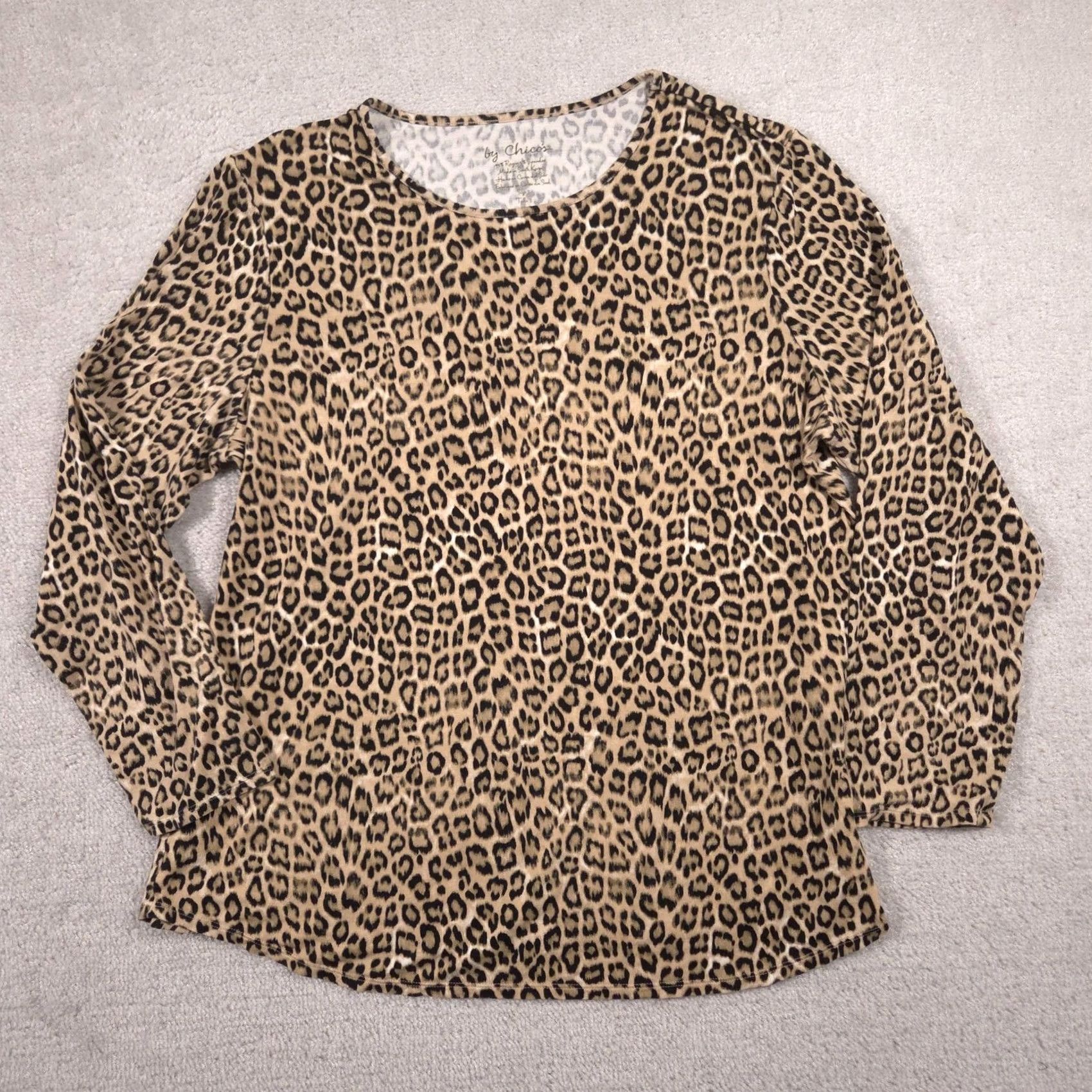 Vintage Chico's Shirt Womens 3 Brown Leopard Print Crew Neck Long Sleeve Stretch Top Shirt Womens Regular Adult Brown Leopard Print Long Sleeve Top Size XS / US 0-2 / IT 36-38 - 2 Thumbnail