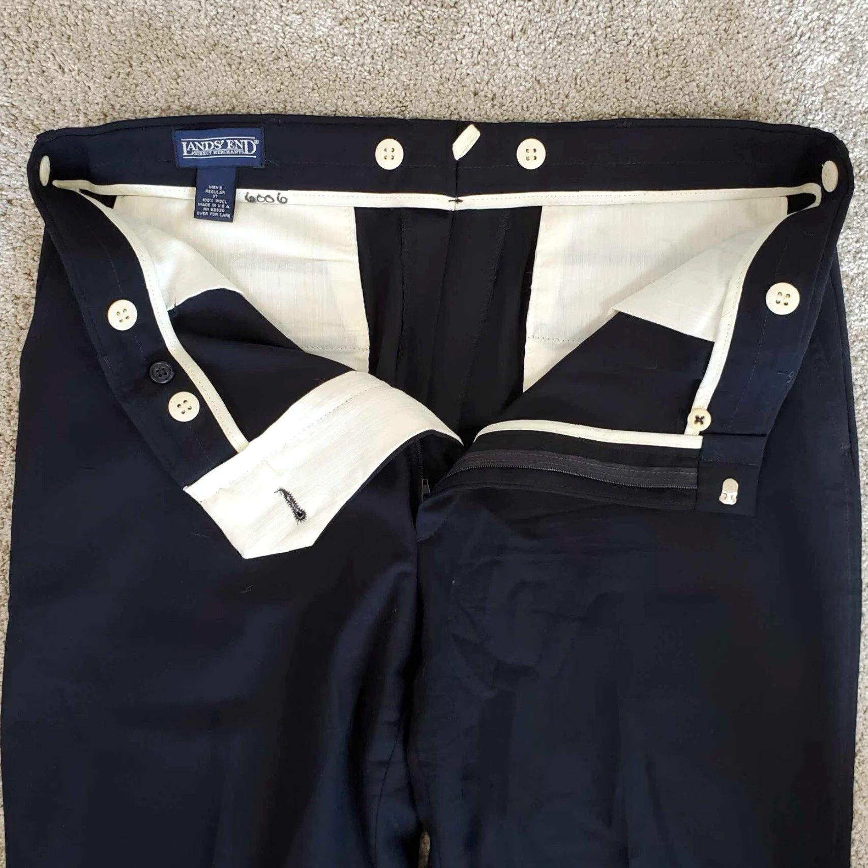Lands' End VINTAGE Lands' End Pants Dress 100% Wool Blue Mens 37 Reg USA Size US 37 - 5 Thumbnail