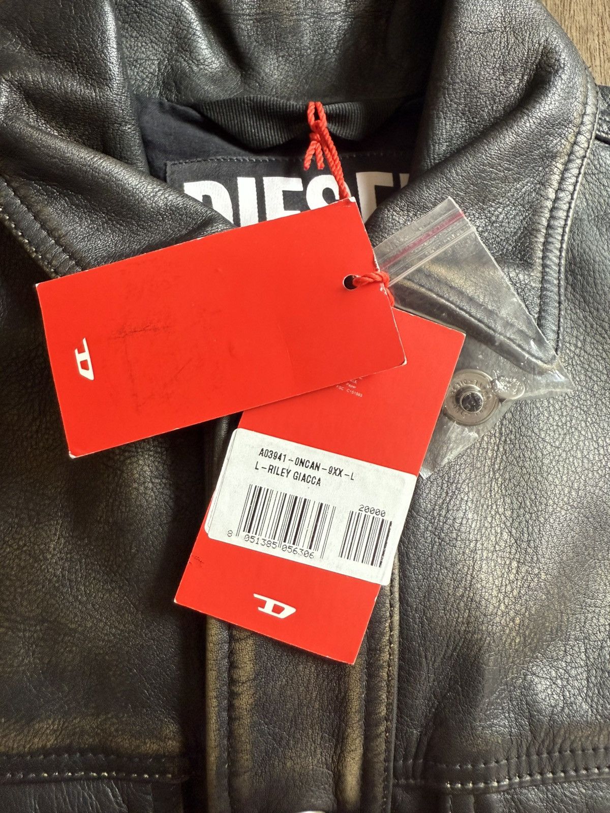 Diesel DIESEL LEATHER JACKET L-RILEY GIACCA Size US L / EU 52-54 / 3 - 4 Thumbnail