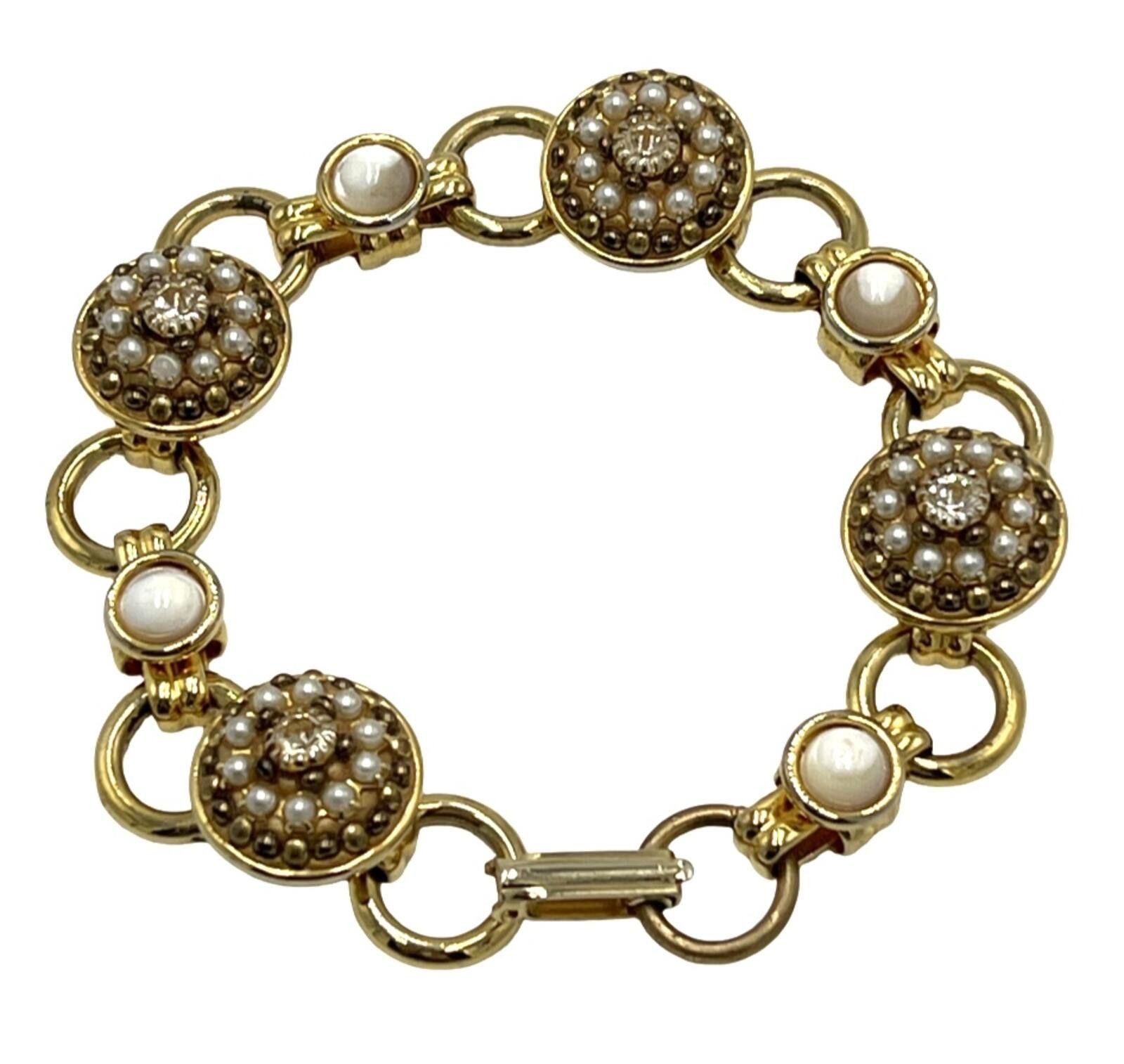 Other Michal Golan Rhinestone, MOP & Faux Pearl Station Bracelet Size ONE SIZE - 1 Thumbnail
