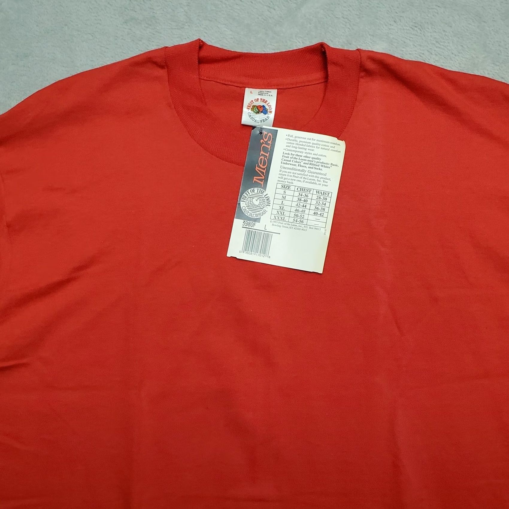 Fruit Of The Loom VINTAGE Fruit of the Loom T Shirt Mens L Red USA Single Stitch Crew Neck Solid Cotton Jersey Size US L / EU 52-54 / 3 - 2 Thumbnail