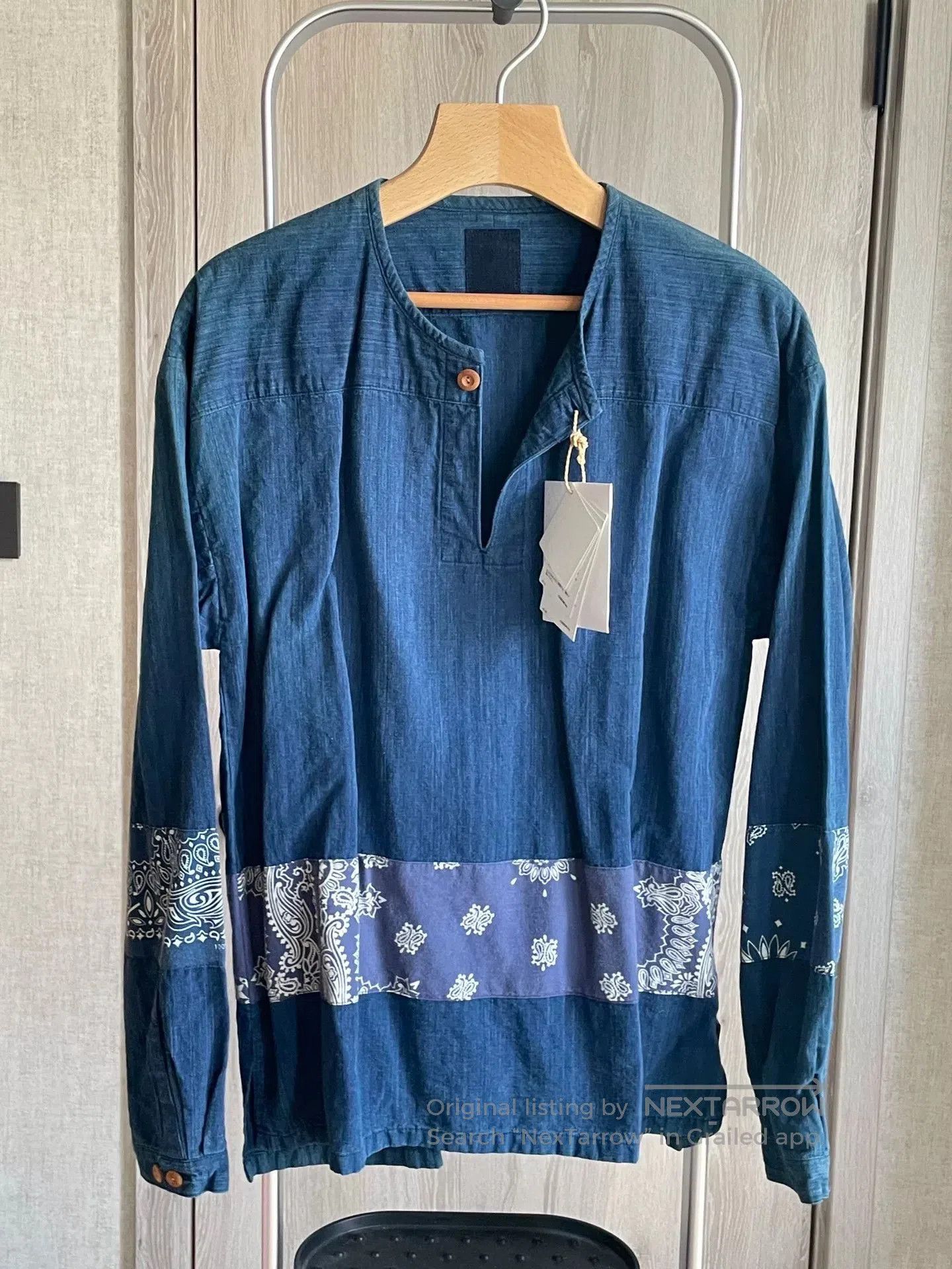 Visvim visvim Ikat Henley Indigo Dye Shirt. Size US S / EU 44-46 / 1 - 1 Thumbnail