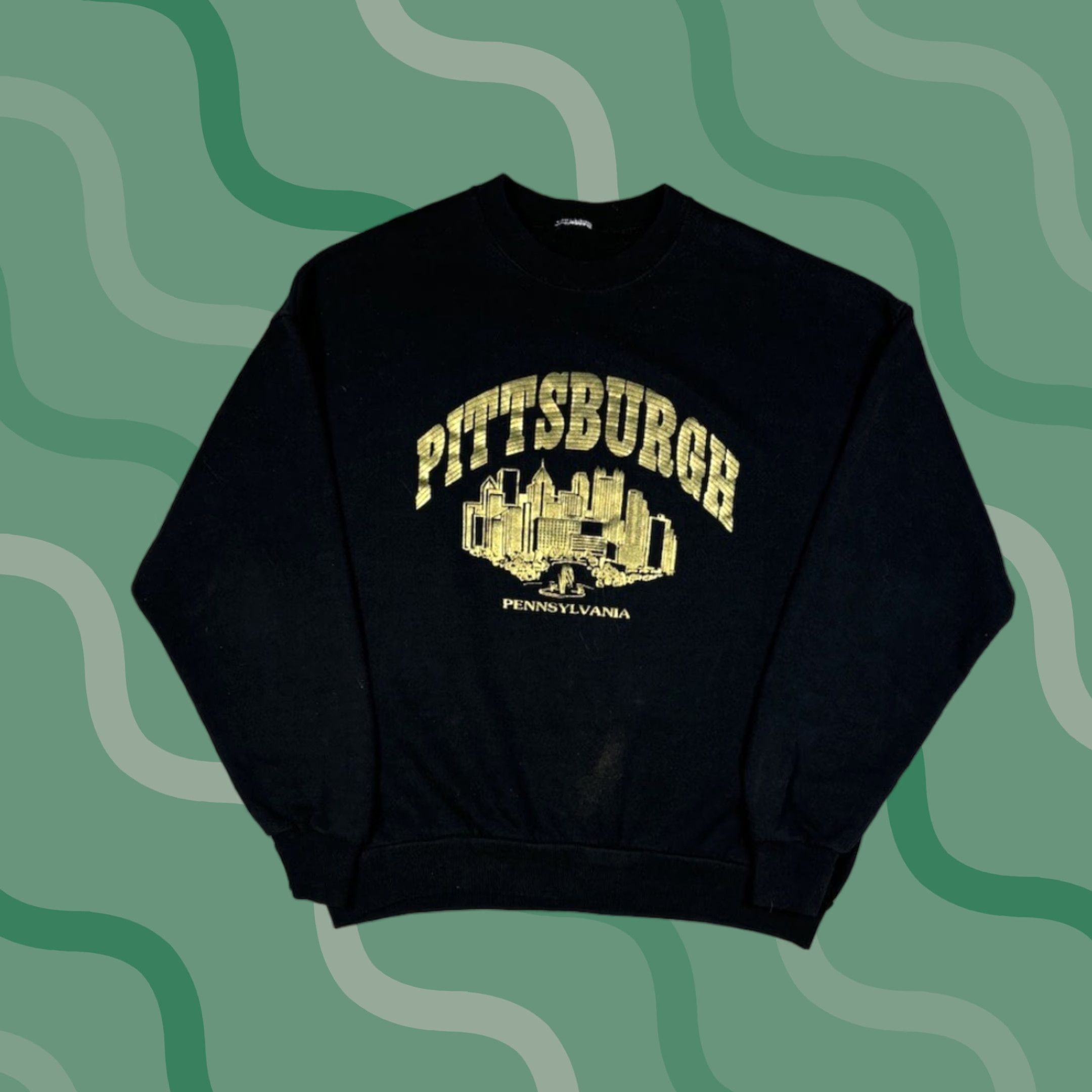 Fruit Of The Loom VINTAGE Pittsburgh Pa Sweatshirt Graphic Print M Black Cotton Fleece Logo 90s 80s City Men Pullover Bat…. Size US M / EU 48-50 / 2 - 1 Thumbnail