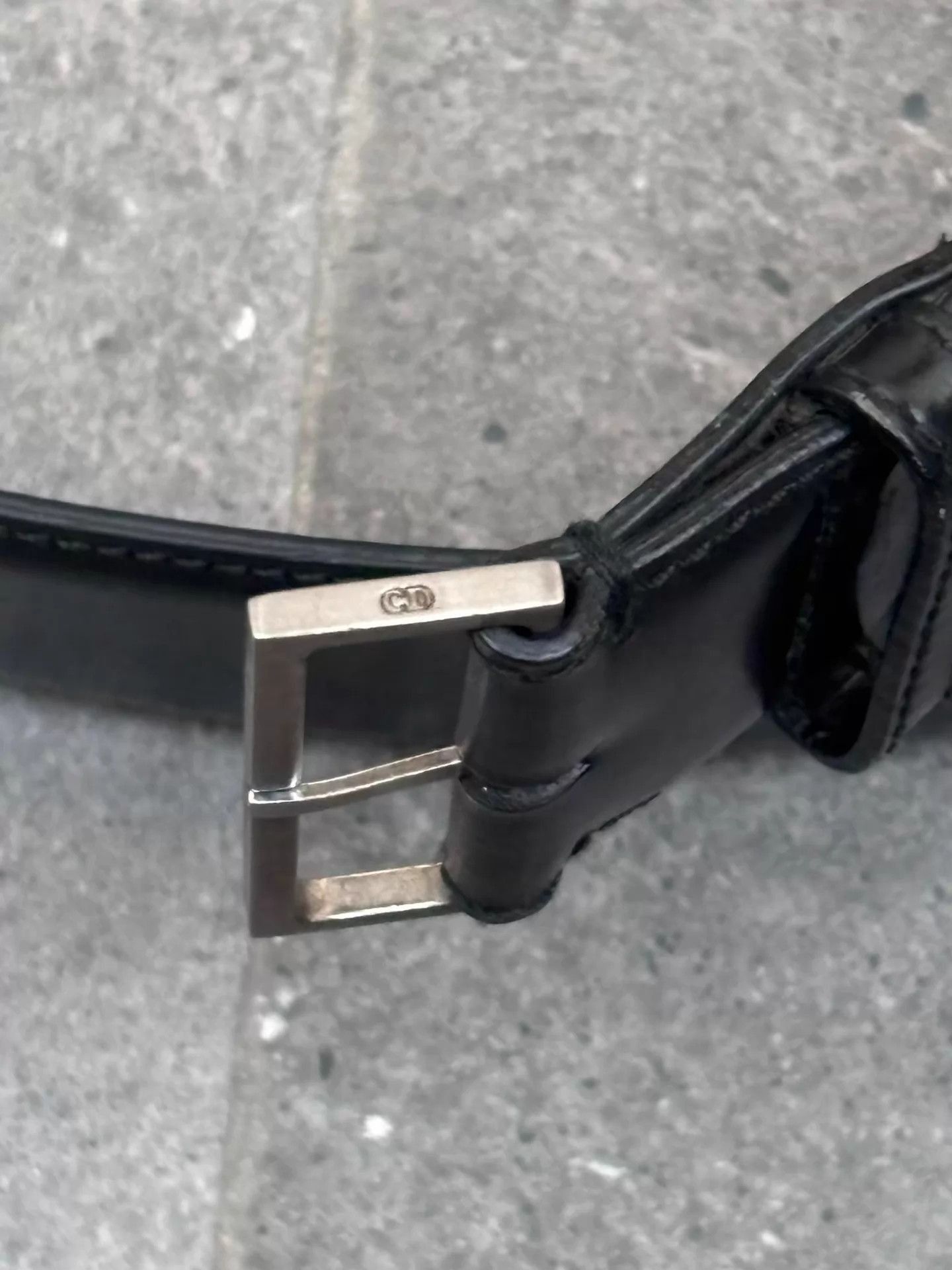 Dior Black Leather Belt with Silver Square Buckle Size ONE SIZE - 4 Thumbnail