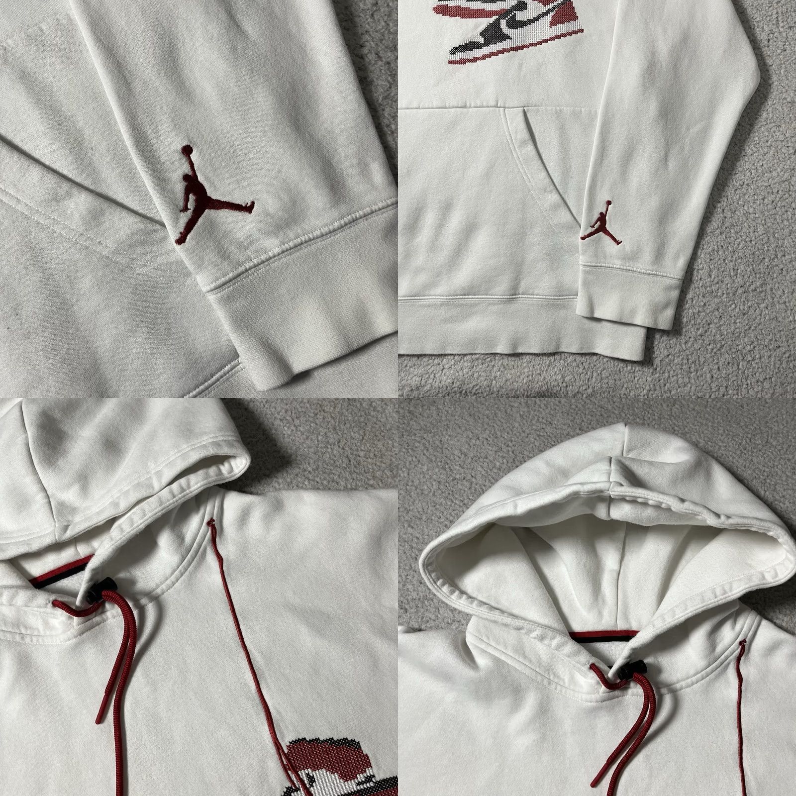 Jordan Brand Air Jordan Hoodie Mens XL White Jumpman Holiday Sweatshirt Hooded Logo Pockets Embroidered 90s Retro Sports Nike Jordan Size US XL / EU 56 / 4 - 9 Thumbnail