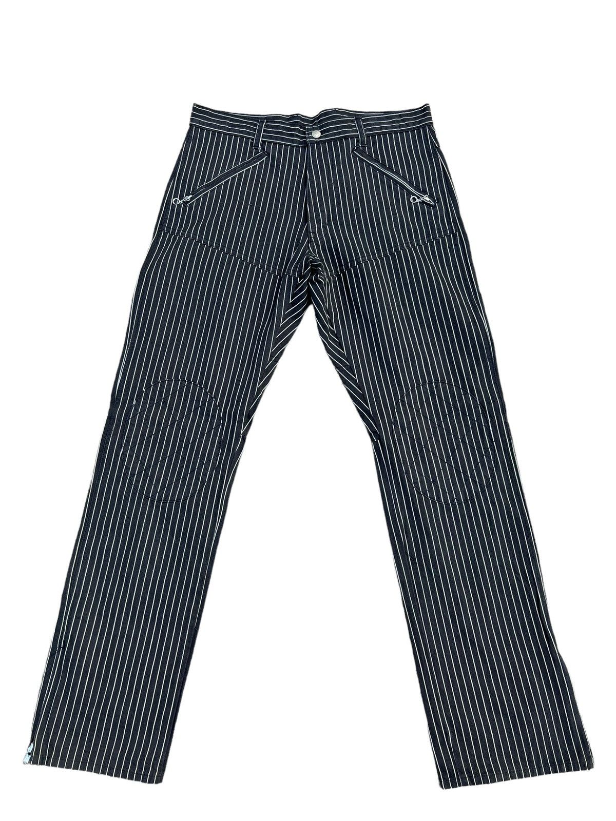 Designer Vintage Unknown Japan Brand Stripe Knee Patch Pant Size US 31 - 1 Thumbnail