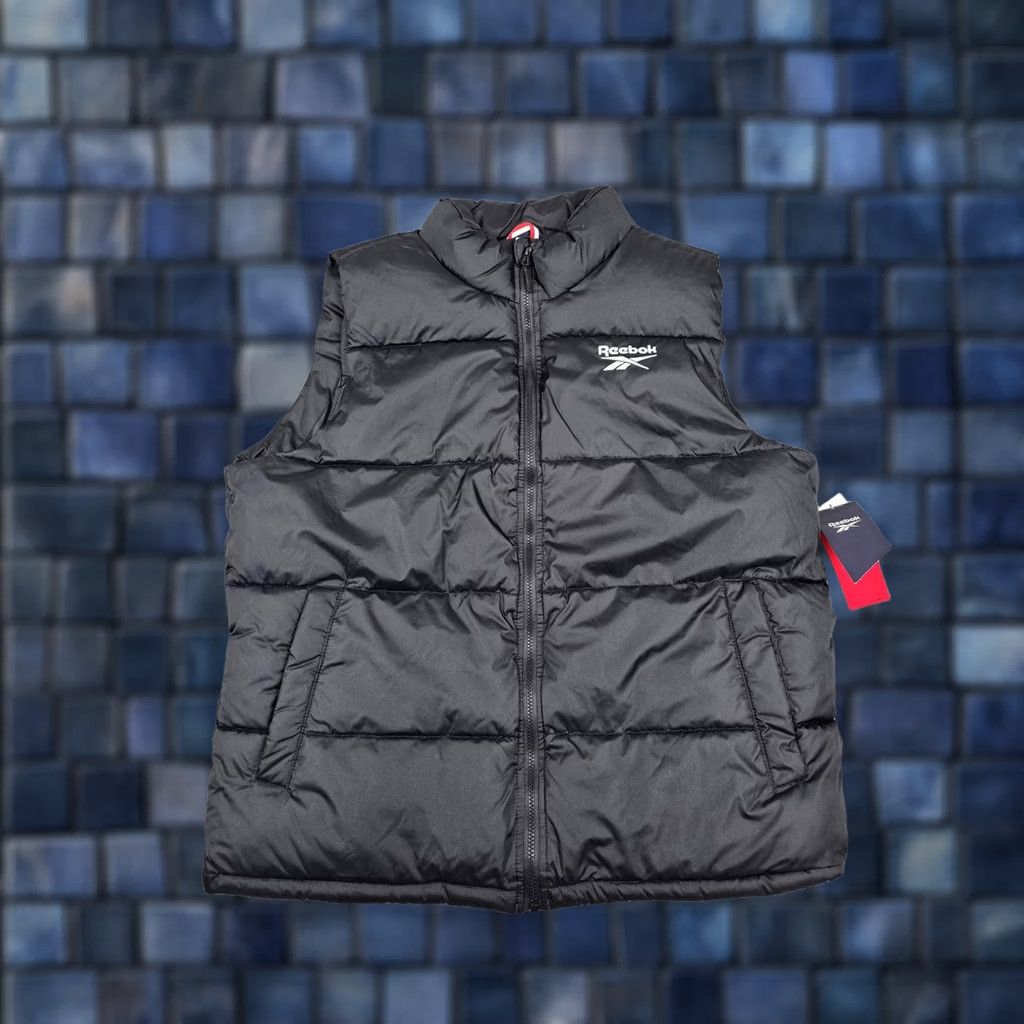 Reebok VINTAGE? (No) Reebok Vest Mens XL Black Quilted Insulated Puffer Zip Pockets Logo OMRB1104EC Size US XL / EU 56 / 4 - 1 Thumbnail