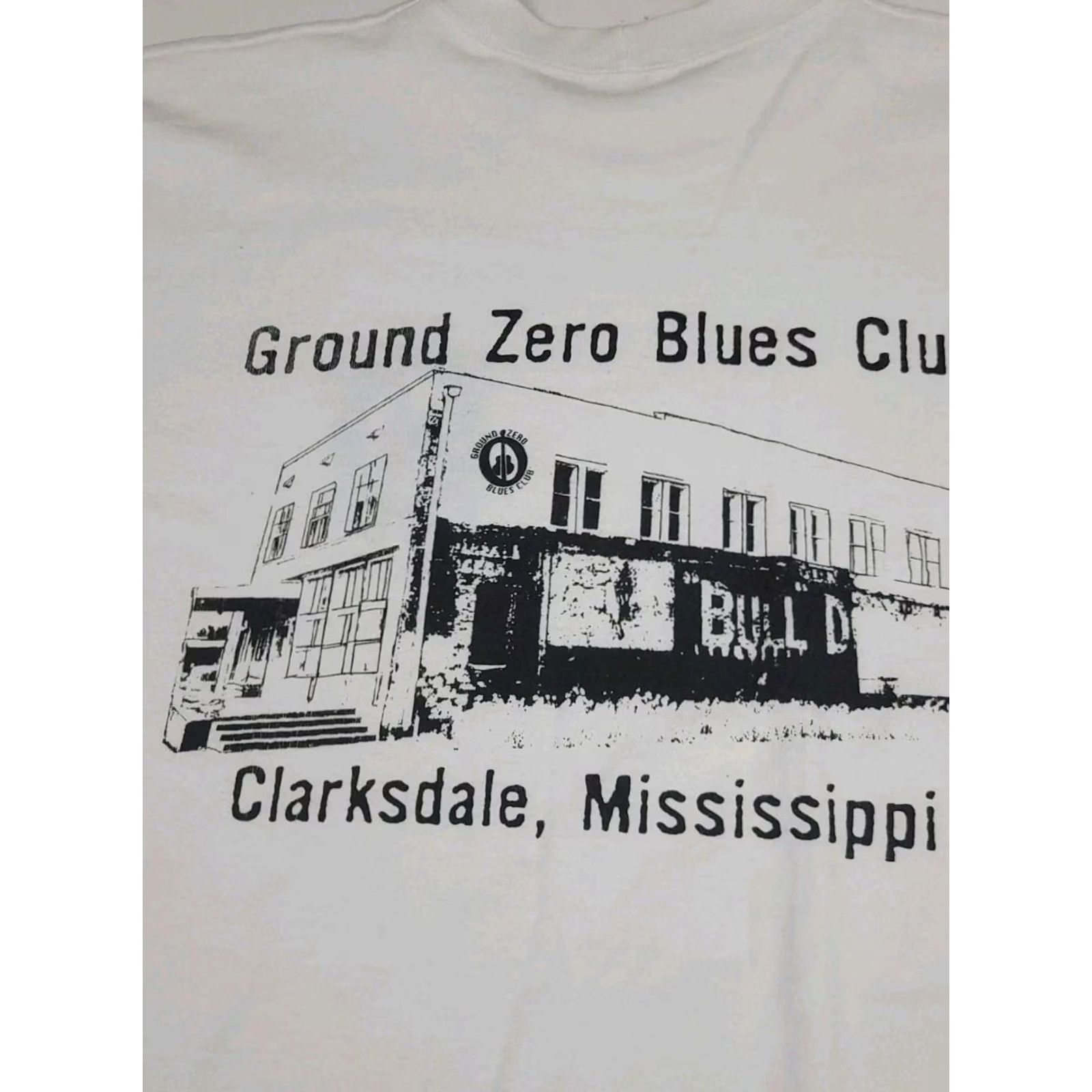 Vintage Vintage Ground Zero Blues Club Clarksdale Mississippi Print T Shirt USA Made 90s Mens M White Short Sleeve Crew Neck Gator USA Shirt Size US M / EU 48-50 / 2 - 3 Thumbnail
