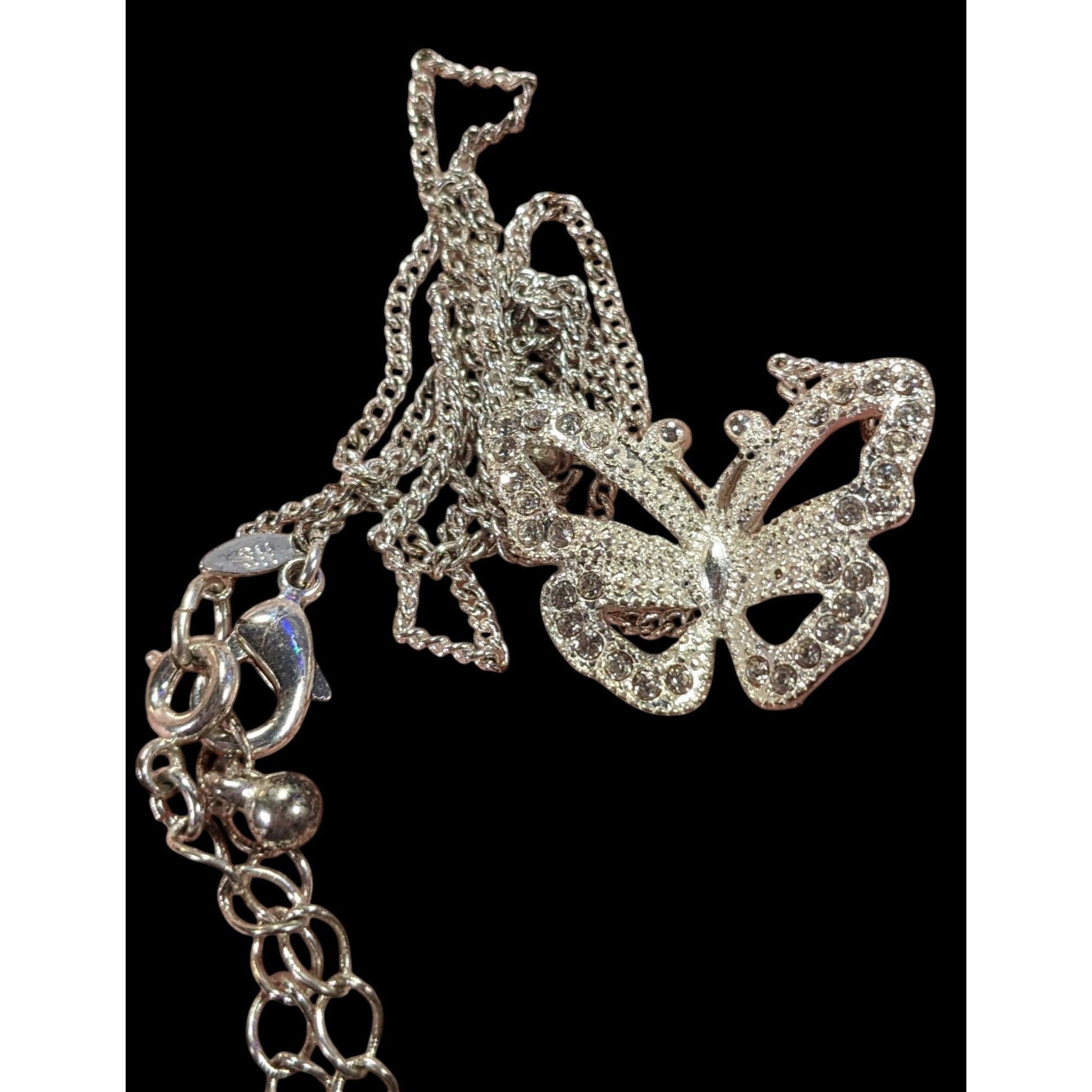 Other Vintage Avon Butterfly Silver Tone Rhinestone Necklace Size ONE SIZE - 3 Thumbnail