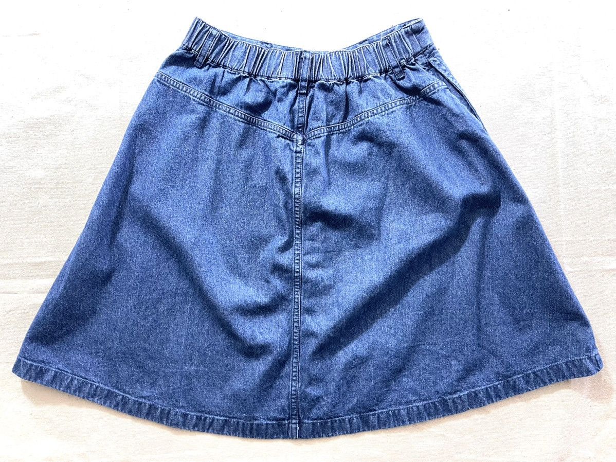 CHOCOOLATE Denim Elastic Waist A Line Faux Button Midi Skirt Size 27" / US 4 / IT 40 - 15 Thumbnail