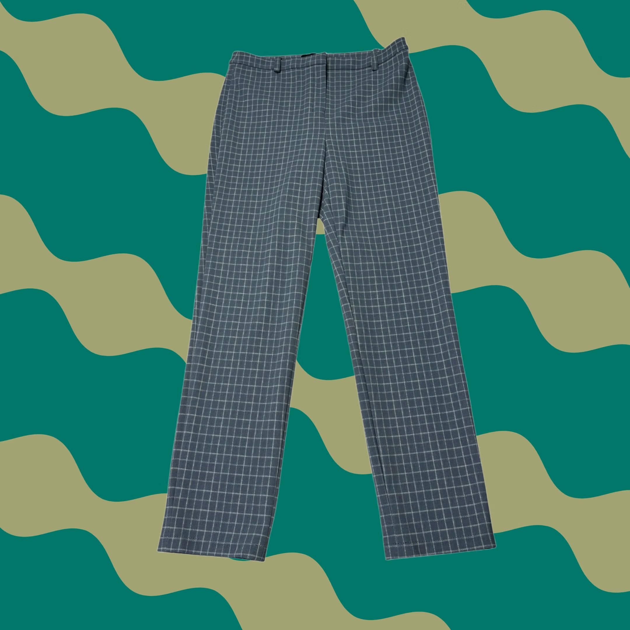 Theory Theory CL Slim Pant B Precision Grid Blue Check Trousers Womens Size 0 W26 L25 Size 25" / US 0 / IT 36 - 1 Thumbnail