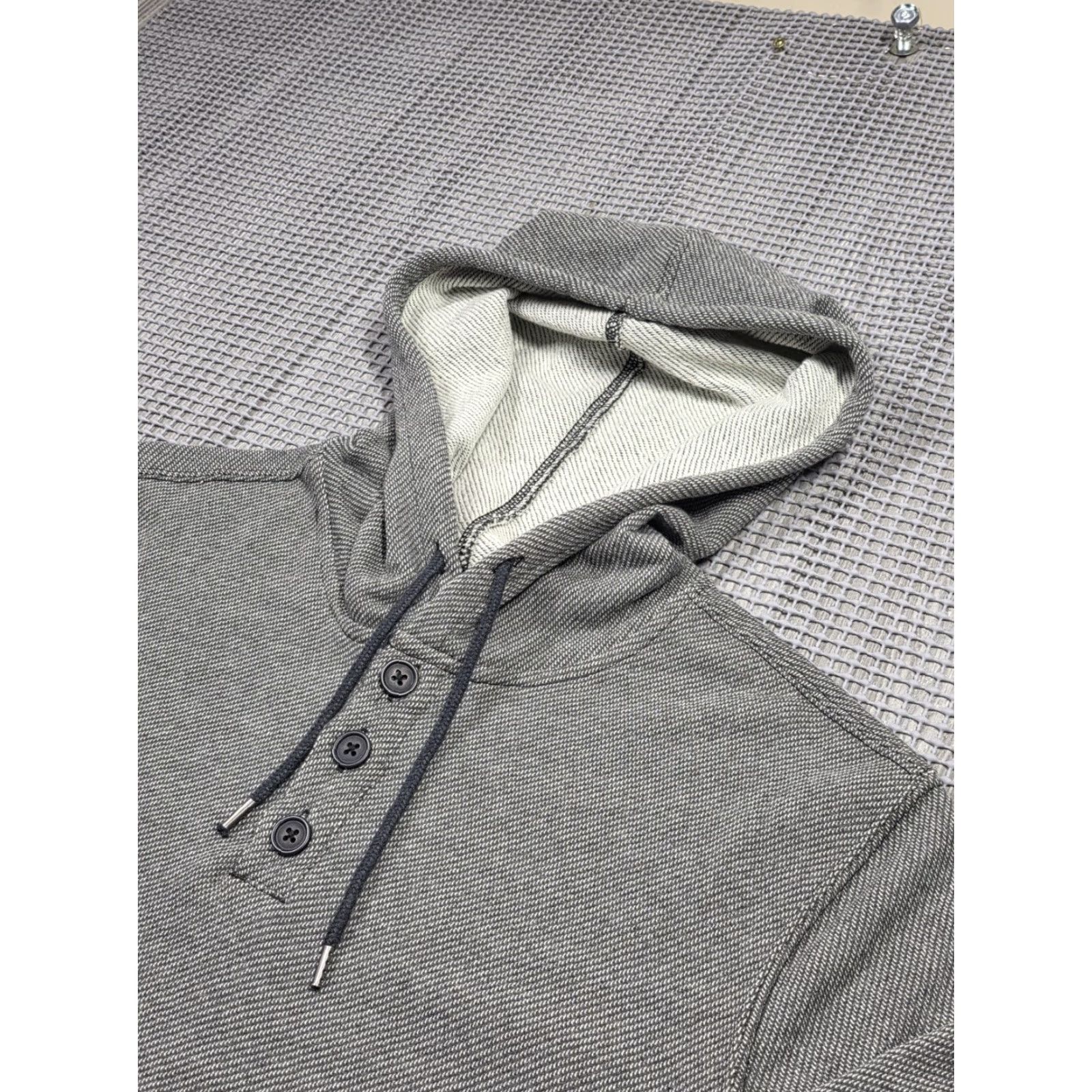 RVCA RVCA Men's Henley Hoodie Sweatshirt Hooded Button 3 Buttons Multicolor Logo Embroidered Hip Hop Shirt Hoodie Mens M Size US M / EU 48-50 / 2 - 6 Thumbnail