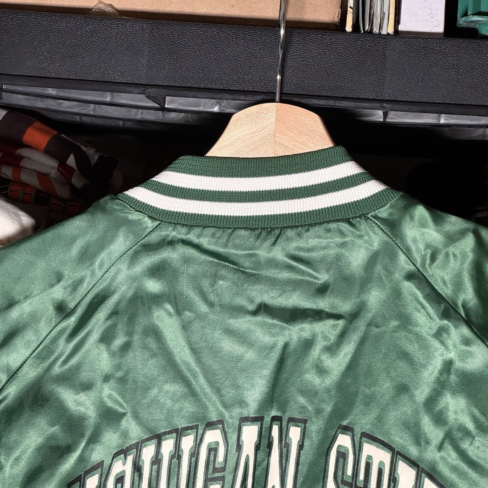Chalk Line × Vintage VTG Chalkline Michigan St. Spartans Satin Bomber Jacket XL Size US XL / EU 56 / 4 - 4 Thumbnail