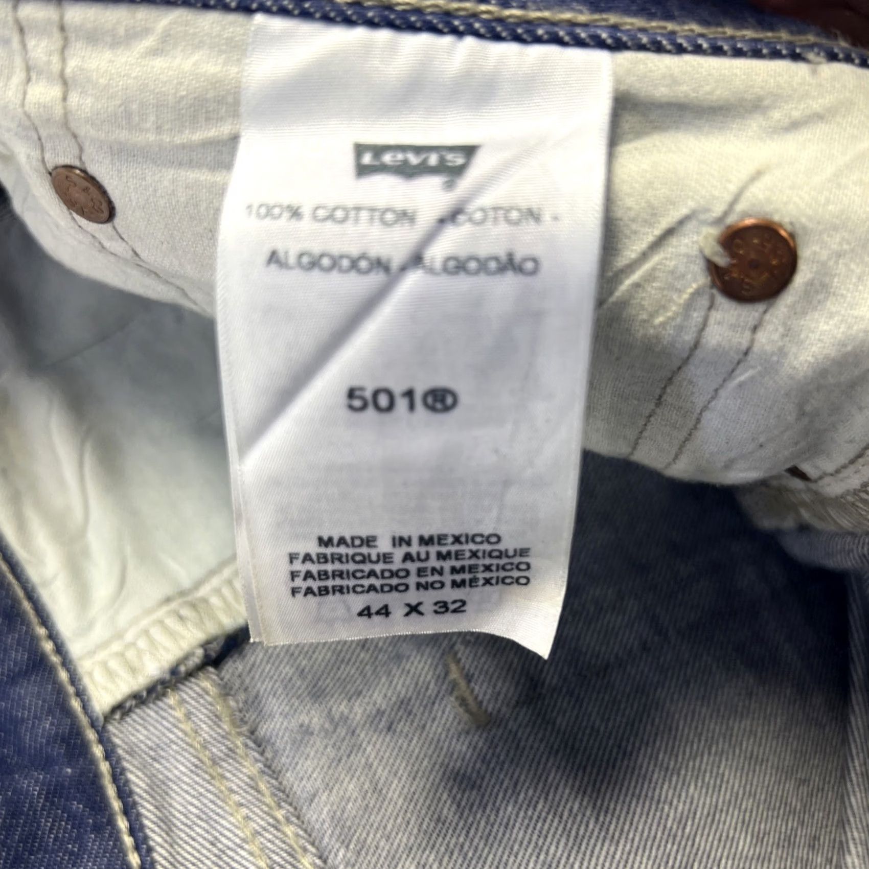 Levi's Levi's 501 Mens Jeans Blue 44x32 Straight Leg Button Fly Denim Cotton 90s Cowboy Mens Size US 44 / EU 60 - 5 Thumbnail
