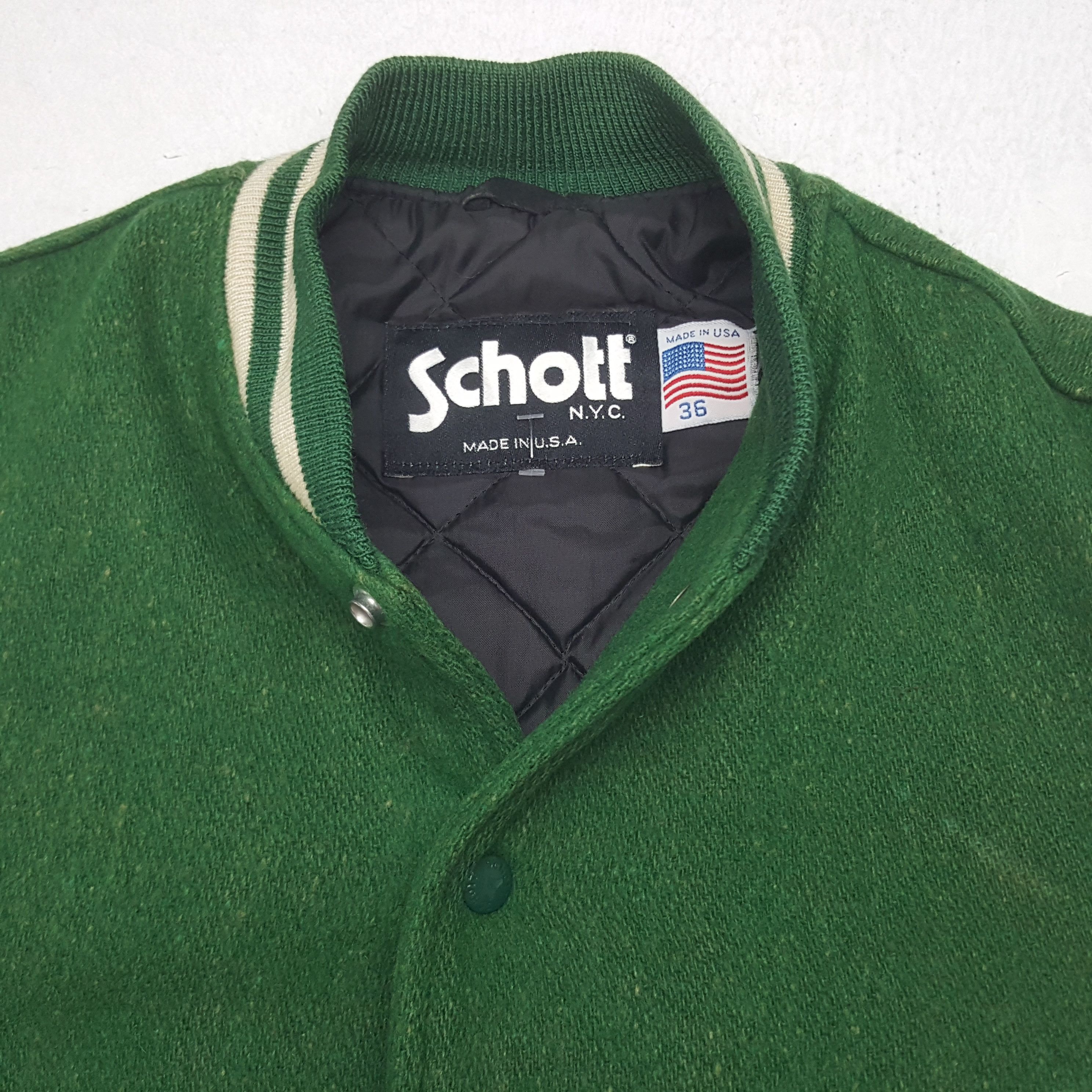 Schott × Vintage Vintage Schott USA Patch Varsity Leather Sleeve Jacket Size US M / EU 48-50 / 2 - 5 Thumbnail