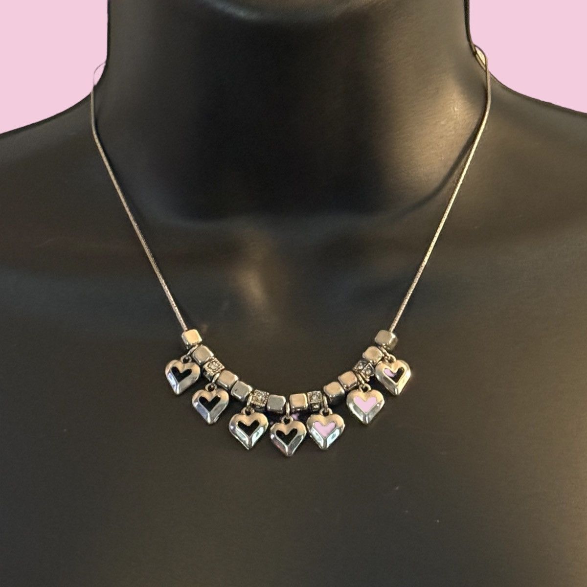 Other Silver tone dangling hearts charm necklace Size ONE SIZE - 1 Thumbnail