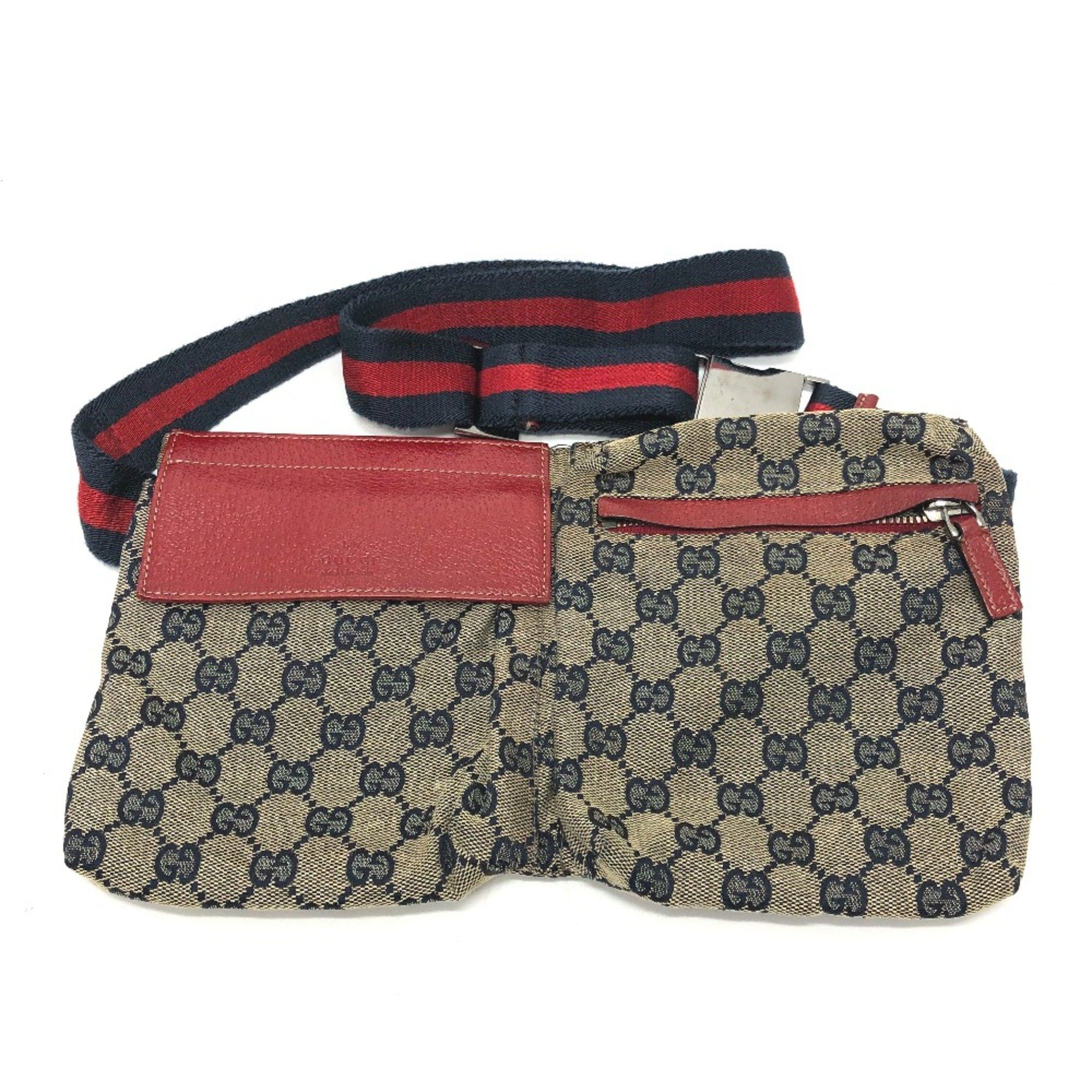 Gucci Gucci 28566 GG/logo Bag Waist Pouch Red SilverHardware Size ONE SIZE - 1 Thumbnail