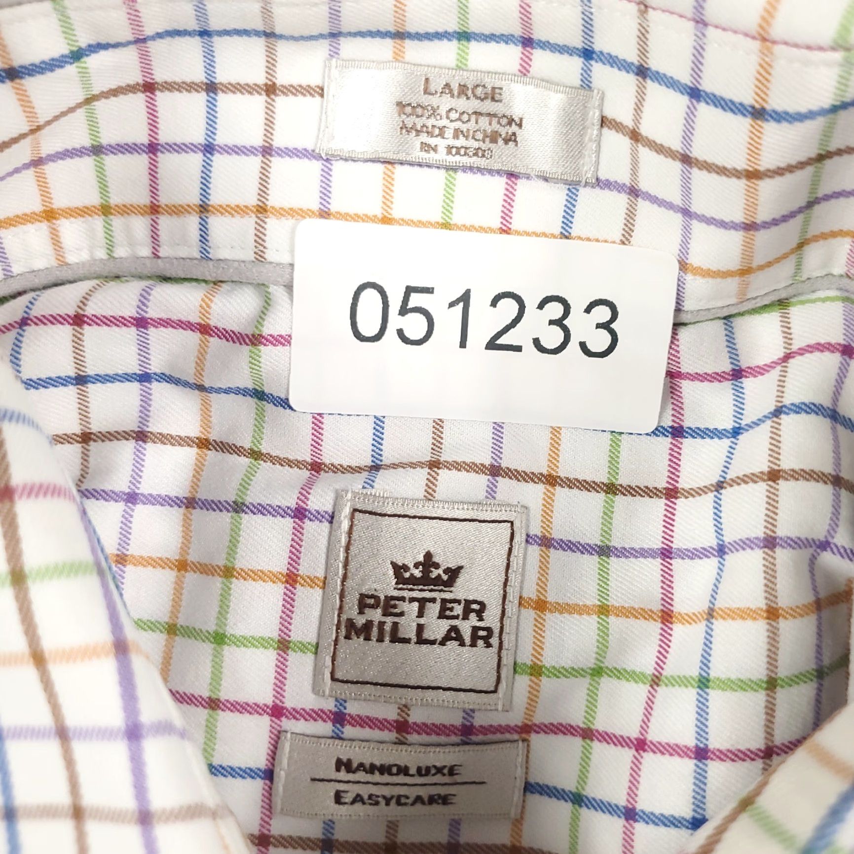 Peter Millar Peter Millar Shirt Mens Large White Multicolor Check Button-Up Long Sleeve Shirt Mens L White Checkered Button-Down Ready-to-Wear Modern Preppy Style Size US L / EU 52-54 / 3 - 6 Thumbnail