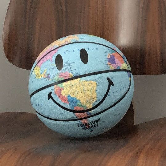 image of Chinatown Market Blue Globe Smiley Basketball, Men's
