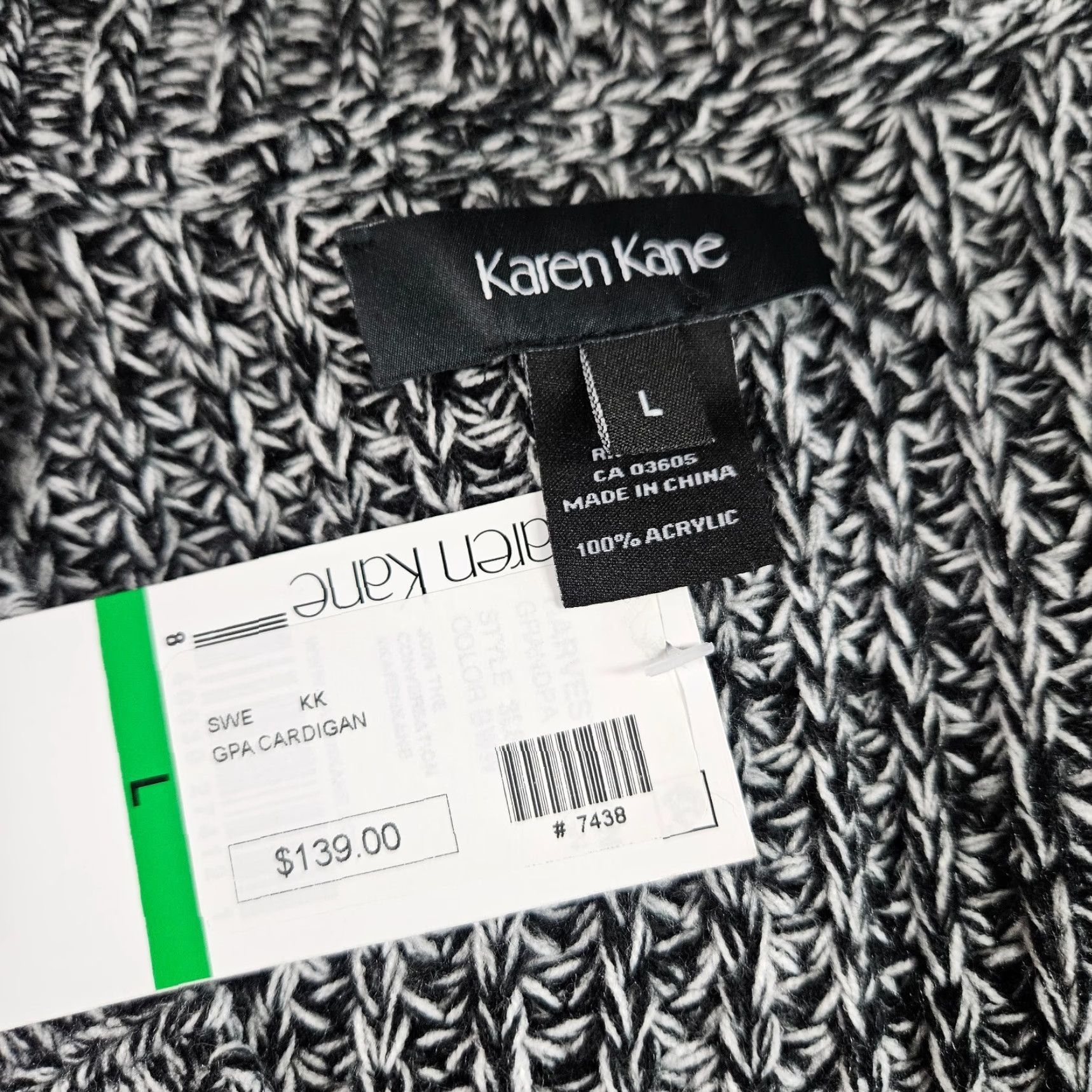 Vintage Karen Kane Womens Cardigan Sz Large Black Long Sleeve Pockets Button Front V-Neck Sweater Size L / US 10 / IT 46 - 6 Thumbnail