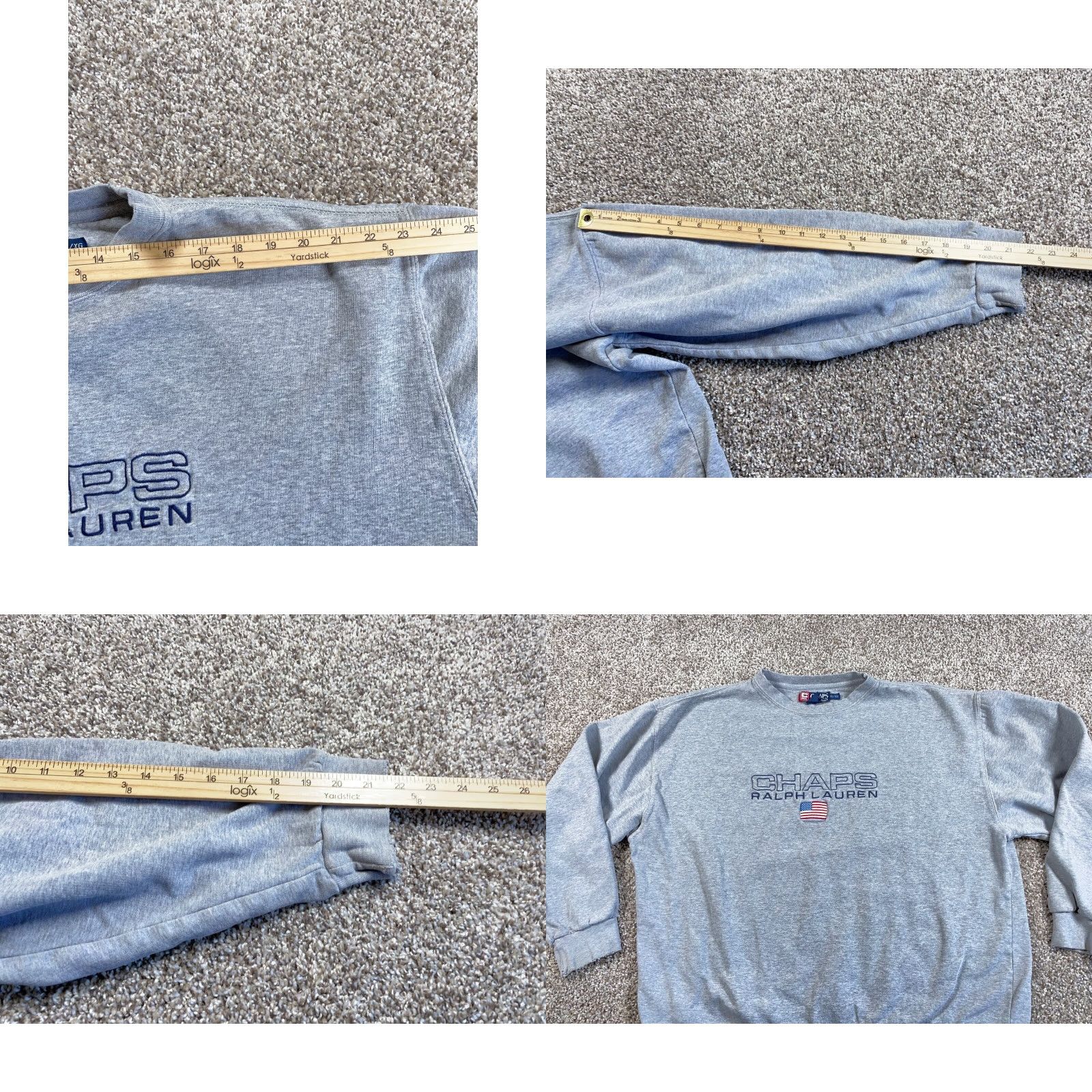 Chaps VTG Chaps Ralph Lauren Flag Sweatshirt Adult XL Gray Crewneck Embroidered Size US XL / EU 56 / 4 - 8 Thumbnail