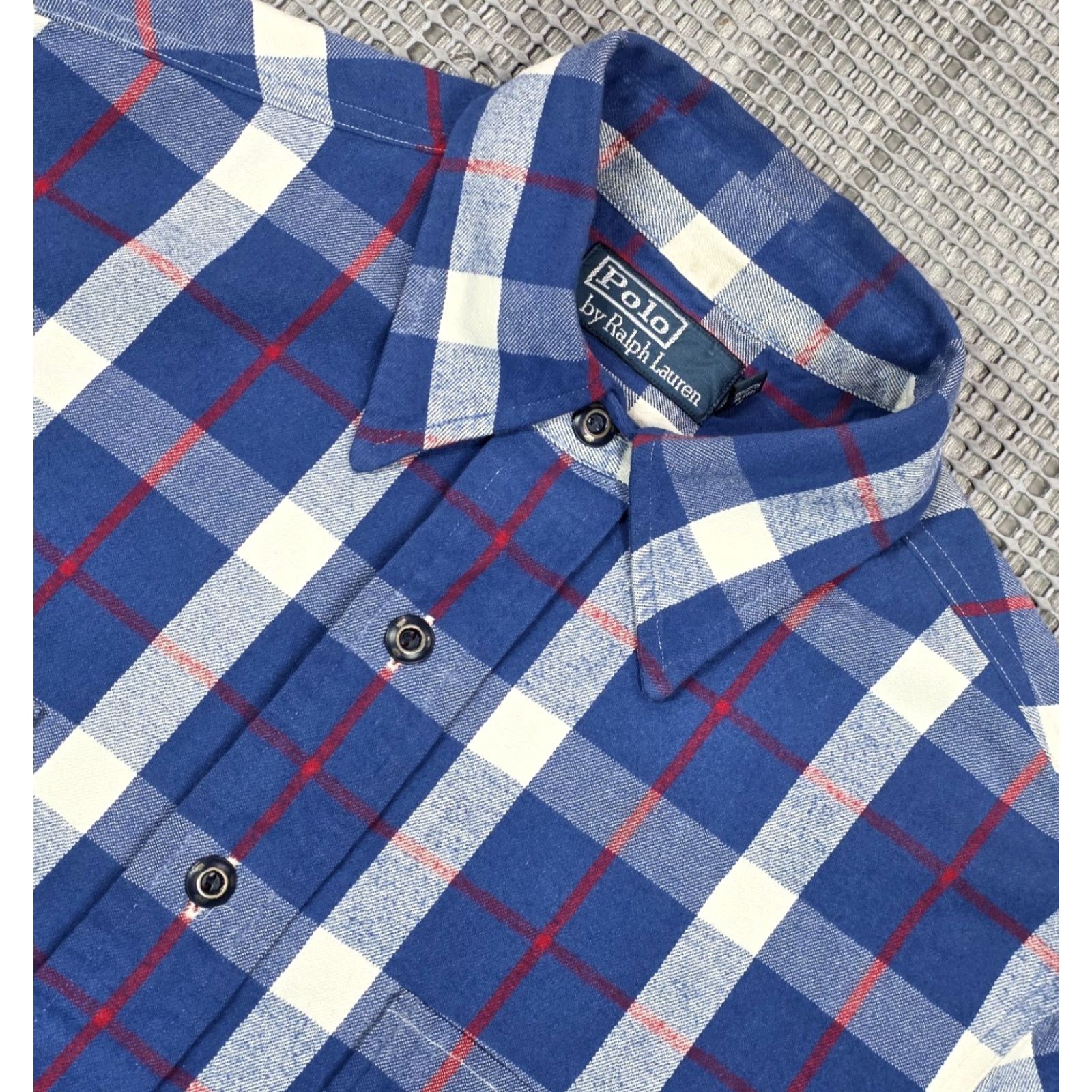 Polo Ralph Lauren VINTAGE Polo Ralph Lauren Shirt Mens M Blue Plaid Naval RLPC Work Flannel Chinstrap Button-Up Size US M / EU 48-50 / 2 - 6 Thumbnail