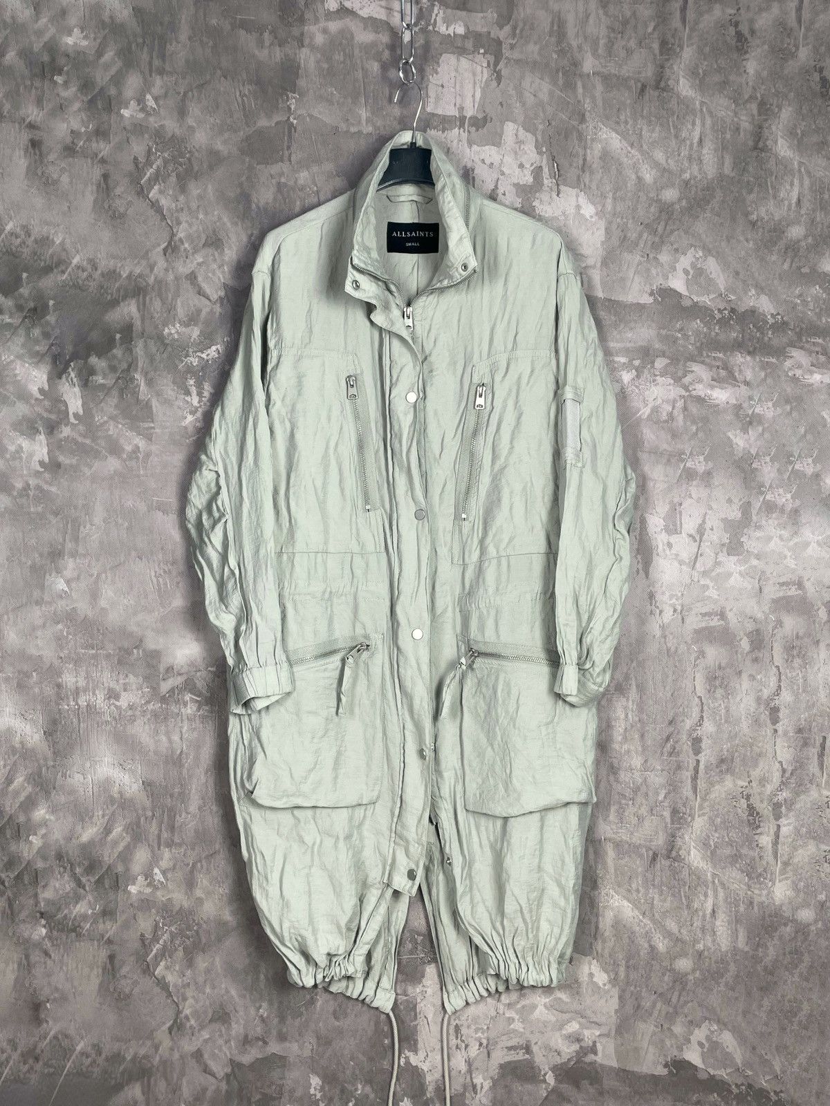 Allsaints × Japanese Brand × Le Grande Bleu (L.G.B.) Avant Garde Allsaints Crazy Multizip Vintage 00s Long Jacket Size S / US 4 / IT 40 - 1 Thumbnail
