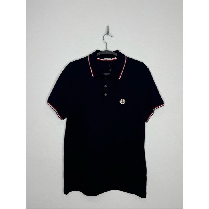 Moncler Tipped Cotton Pique Polo Shirt Navy Blue Men’s Large
