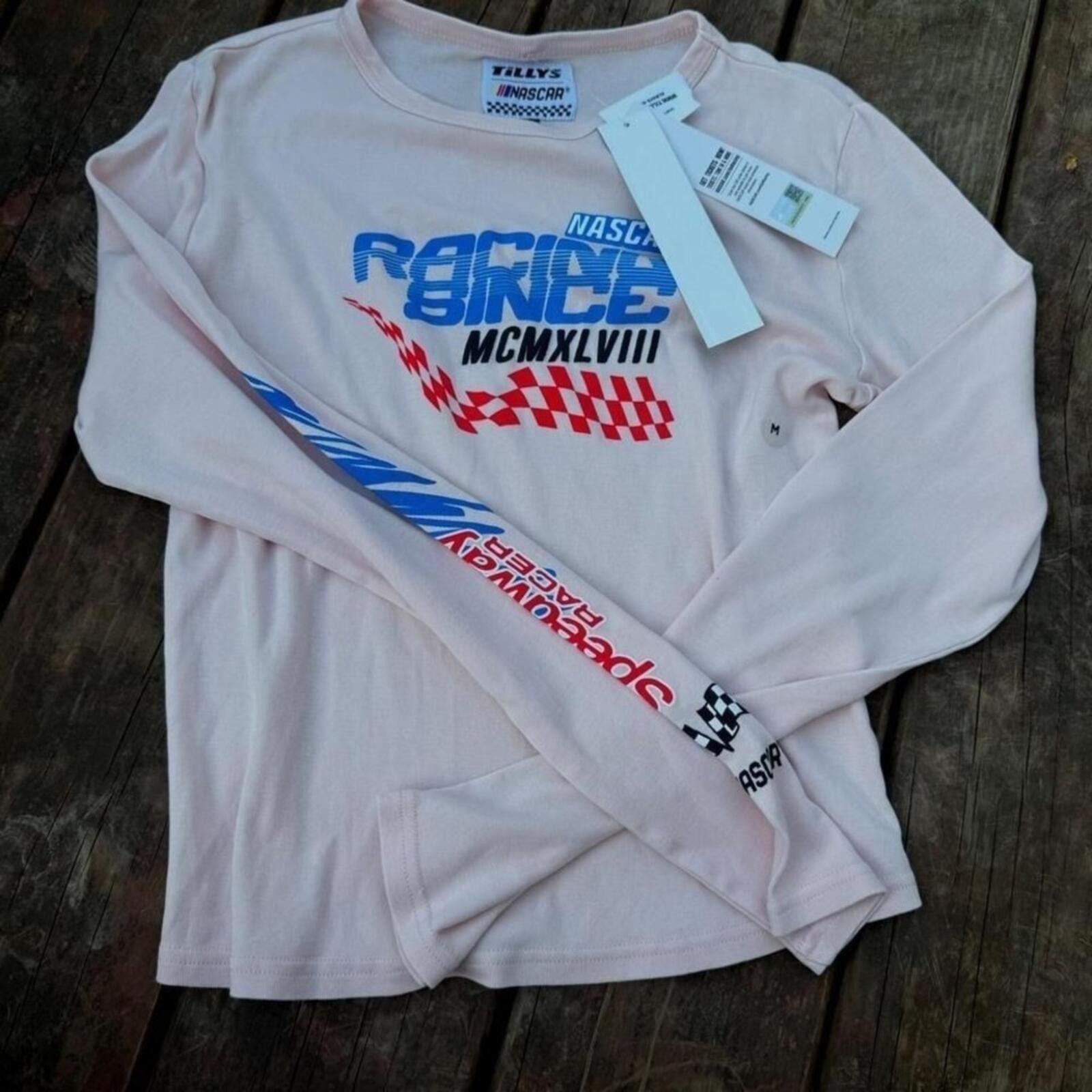 Tillys Tillys NASCAR Racing Long Sleeve Graphic Tee Pink Medium NWT Size M / US 6-8 / IT 42-44 - 1 Thumbnail