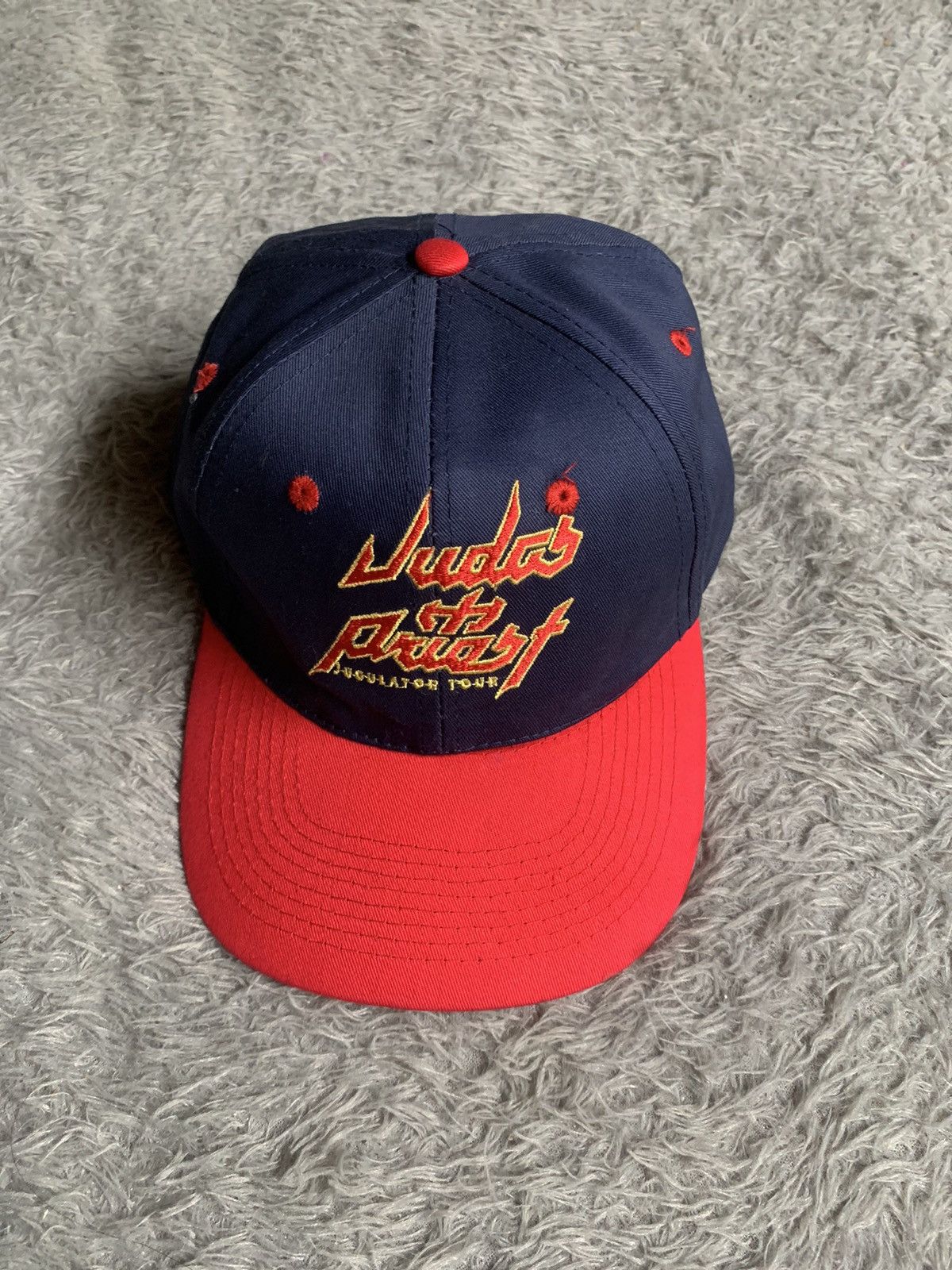 Vintage Vintage 90s Judas Priest Jugulator Tour Two Tone Cap Hat Size ONE SIZE - 5 Thumbnail