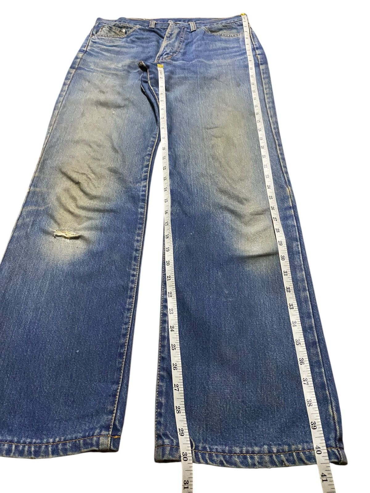 Vision Streetwear Vintage Japanese Brand Canvas Mud Wash Distressed Loose Jean Size US 31 - 13 Thumbnail