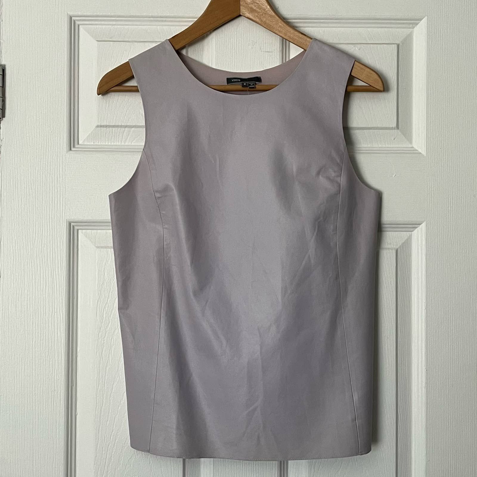 image of Vince Leather/silk Tank Top - Size 8 - NWT in Grey, Women's