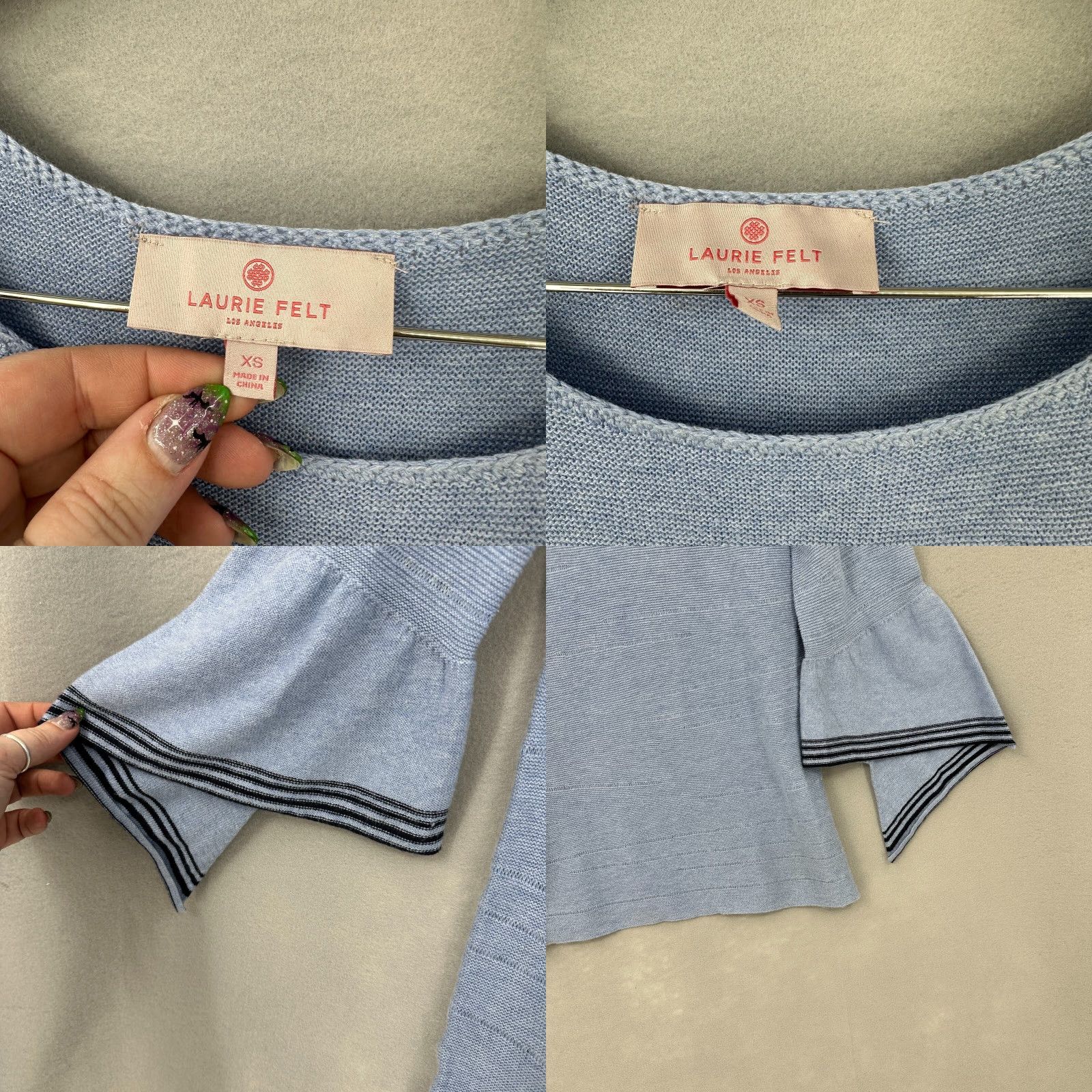 Vintage Laurie Felt Cashmere Blend Sweater Womens XS Blue Kimono Sleeve Relaxed Fit Pullover Size XS / US 0-2 / IT 36-38 - 8 Thumbnail