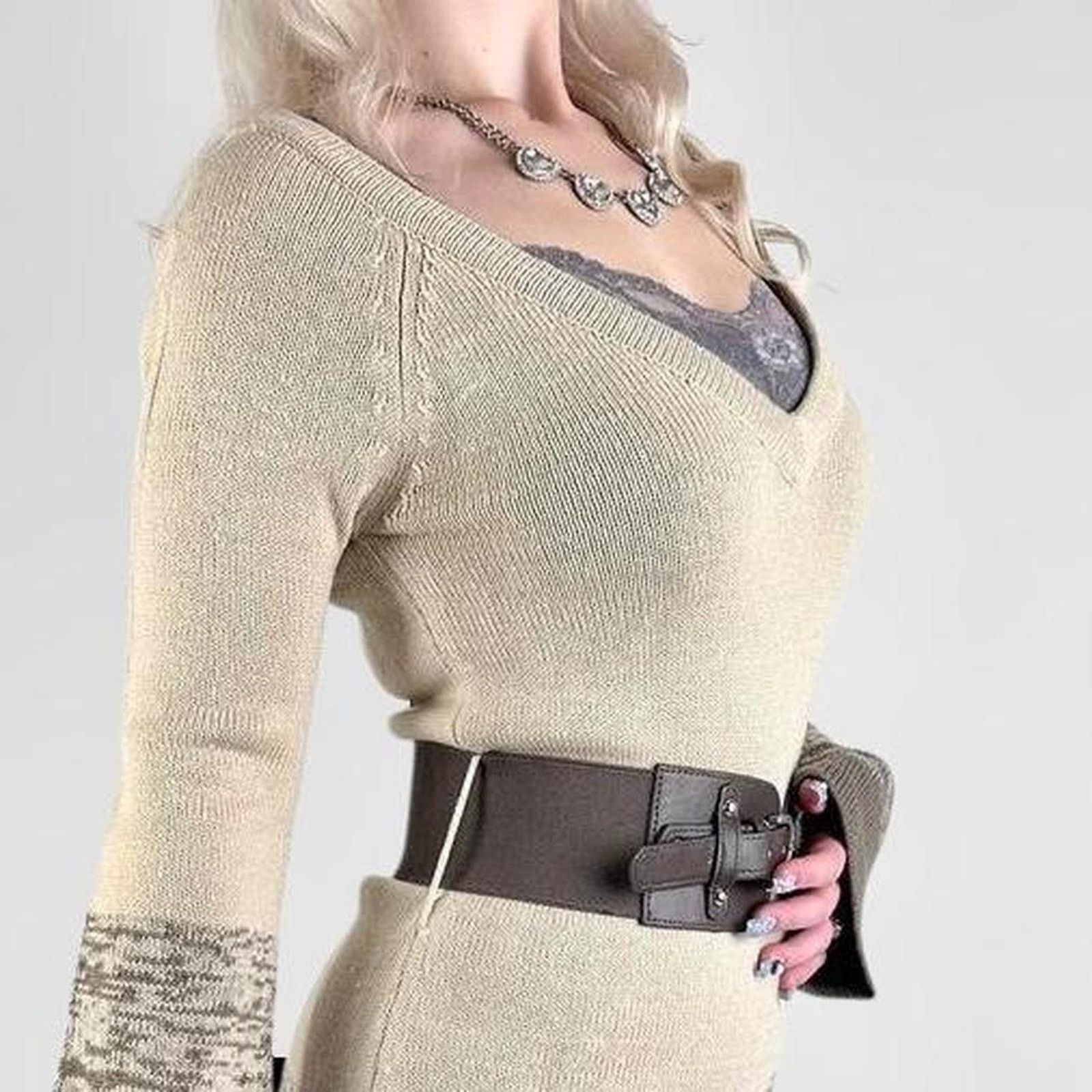 Other y2k coquette off the shoulder knit mini dress flared sleeves Size M / US 6-8 / IT 42-44 - 4 Thumbnail