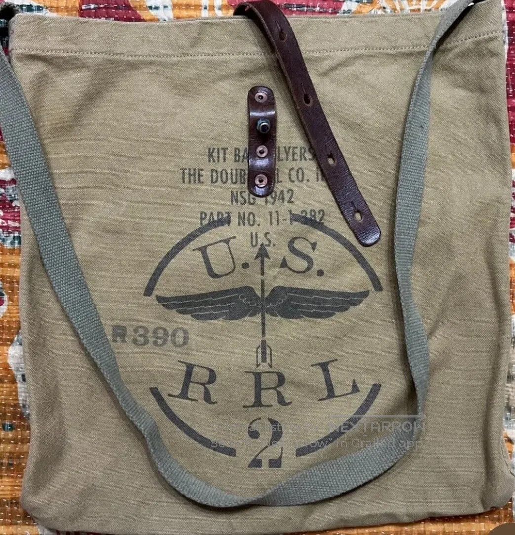 RRL Ralph Lauren vintage olive canvas leather tote bag. Size ONE SIZE - 1 Thumbnail