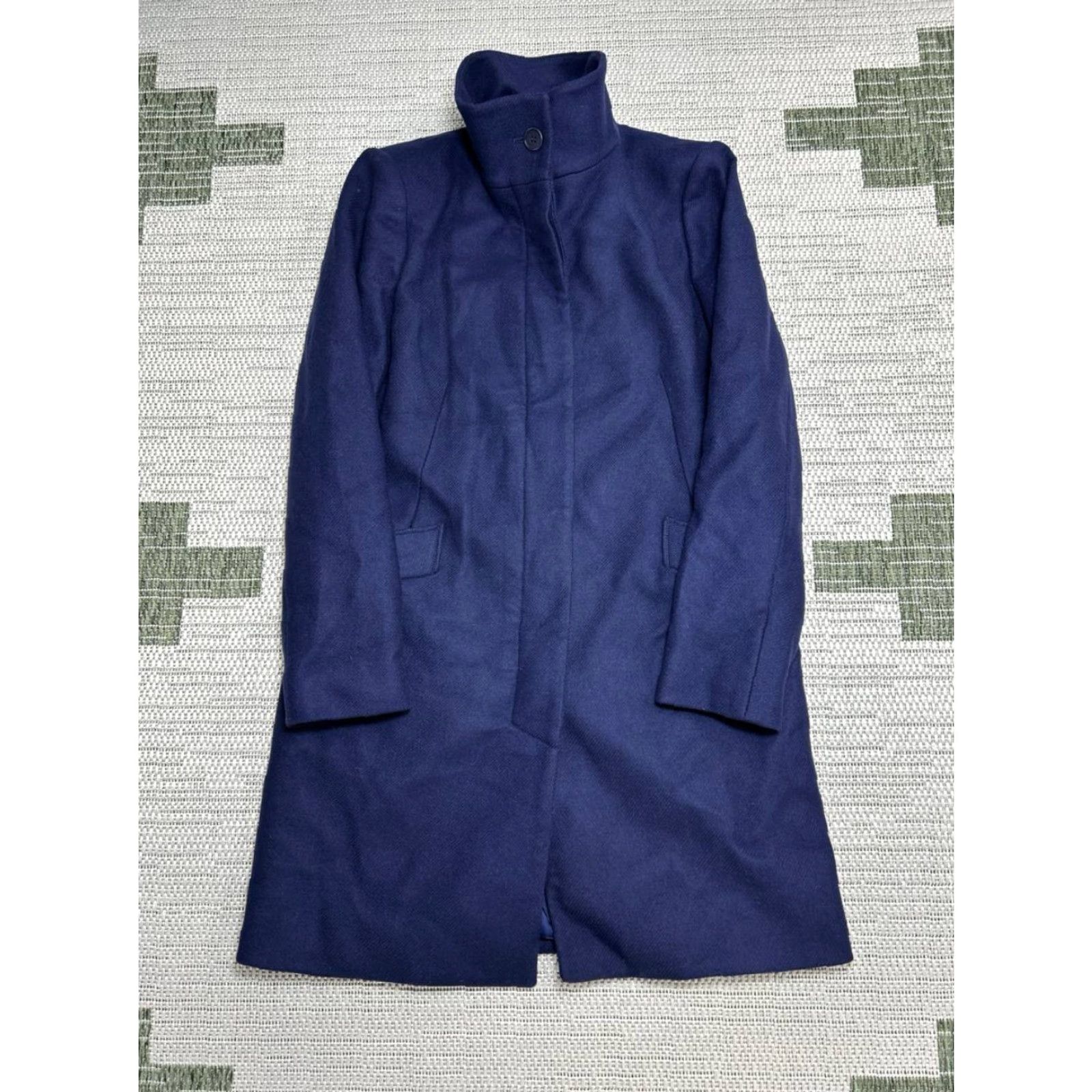 Theory Theory Belvin Overcoat Mens Small Blue Wool Blend Side Welt Pockets Funnel Neck Size US S / EU 44-46 / 1 - 2 Thumbnail