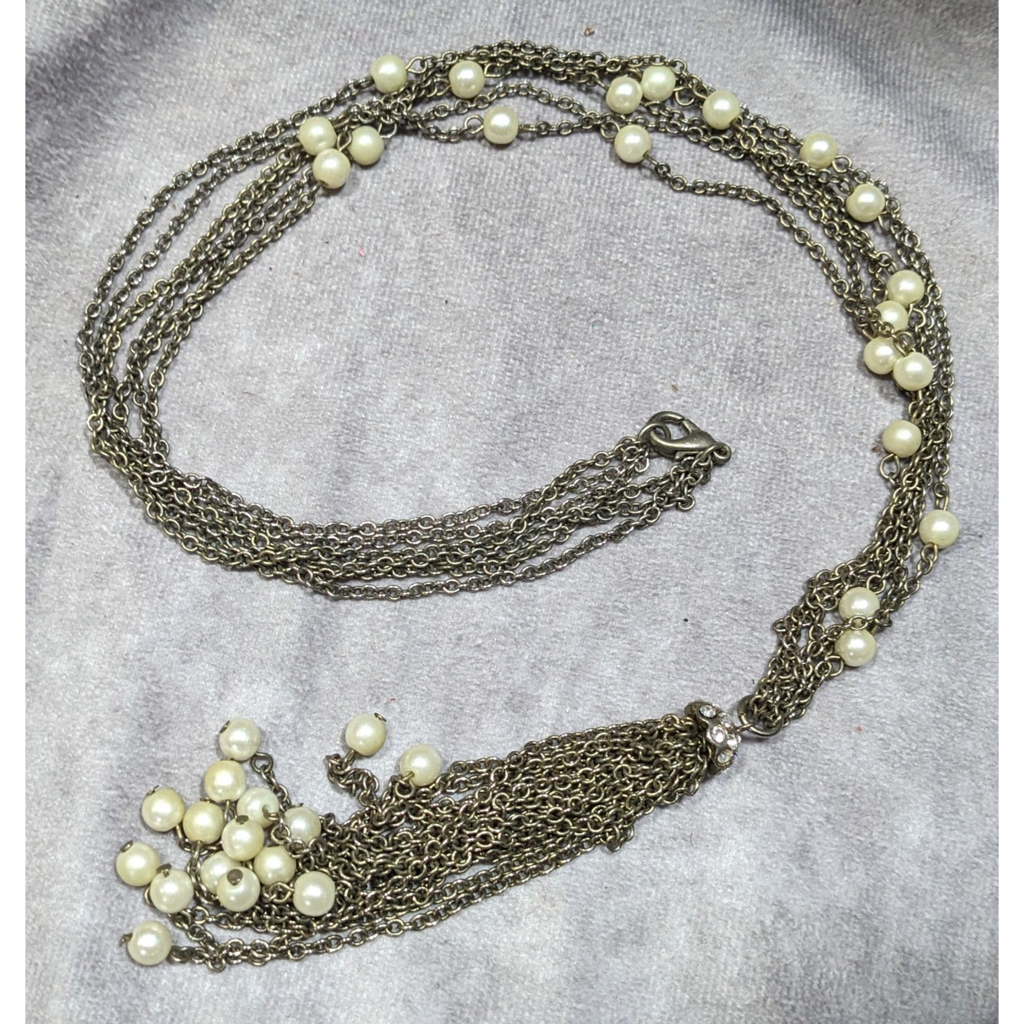 Other Vintage Multistrand Faux Pearl Chain Tassel Necklace With Rh Size ONE SIZE - 7 Thumbnail
