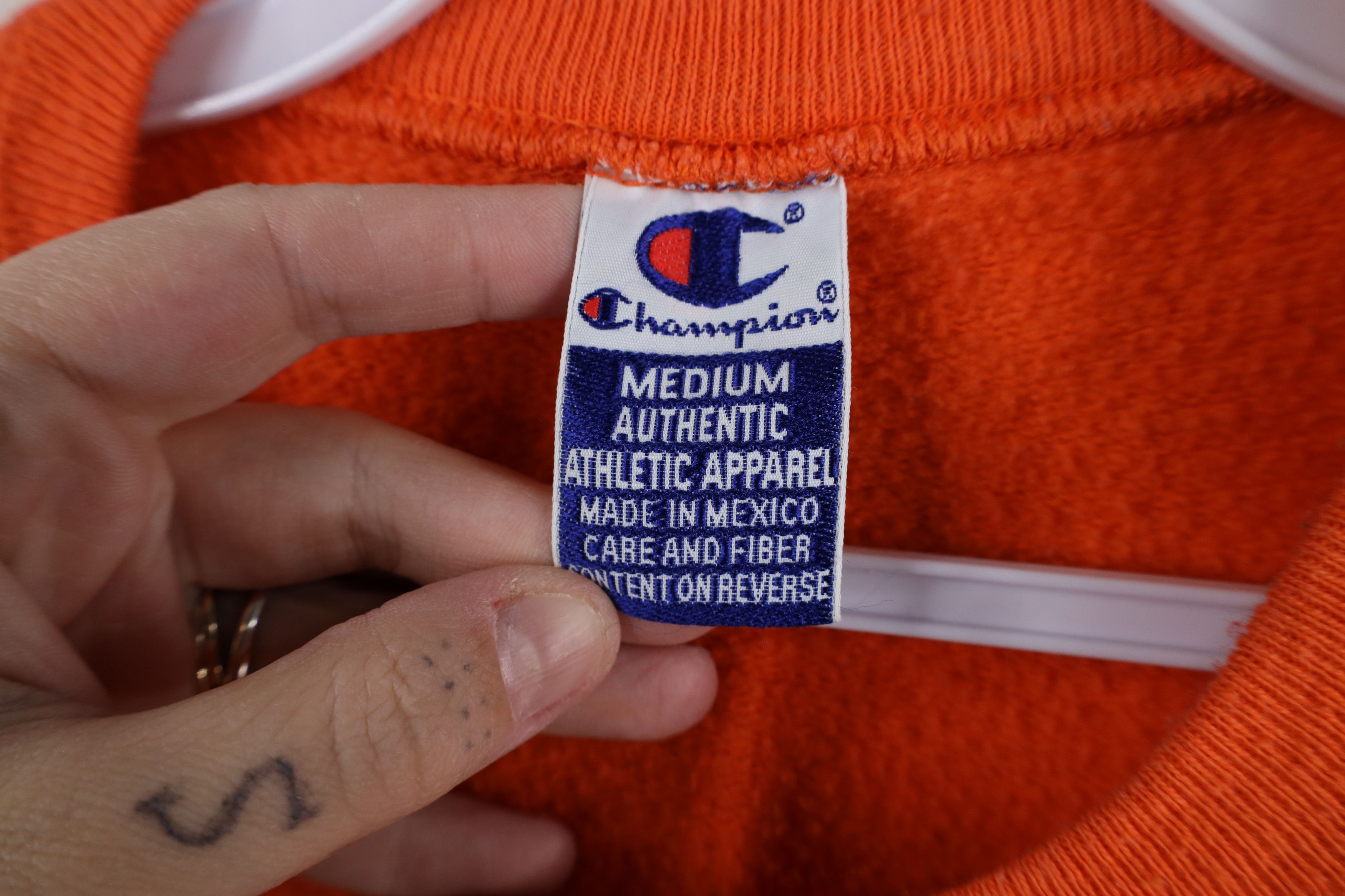Champion × Vintage Vintage 90s Champion Anderson University Sweatshirt Orange Size US M / EU 48-50 / 2 - 9 Thumbnail
