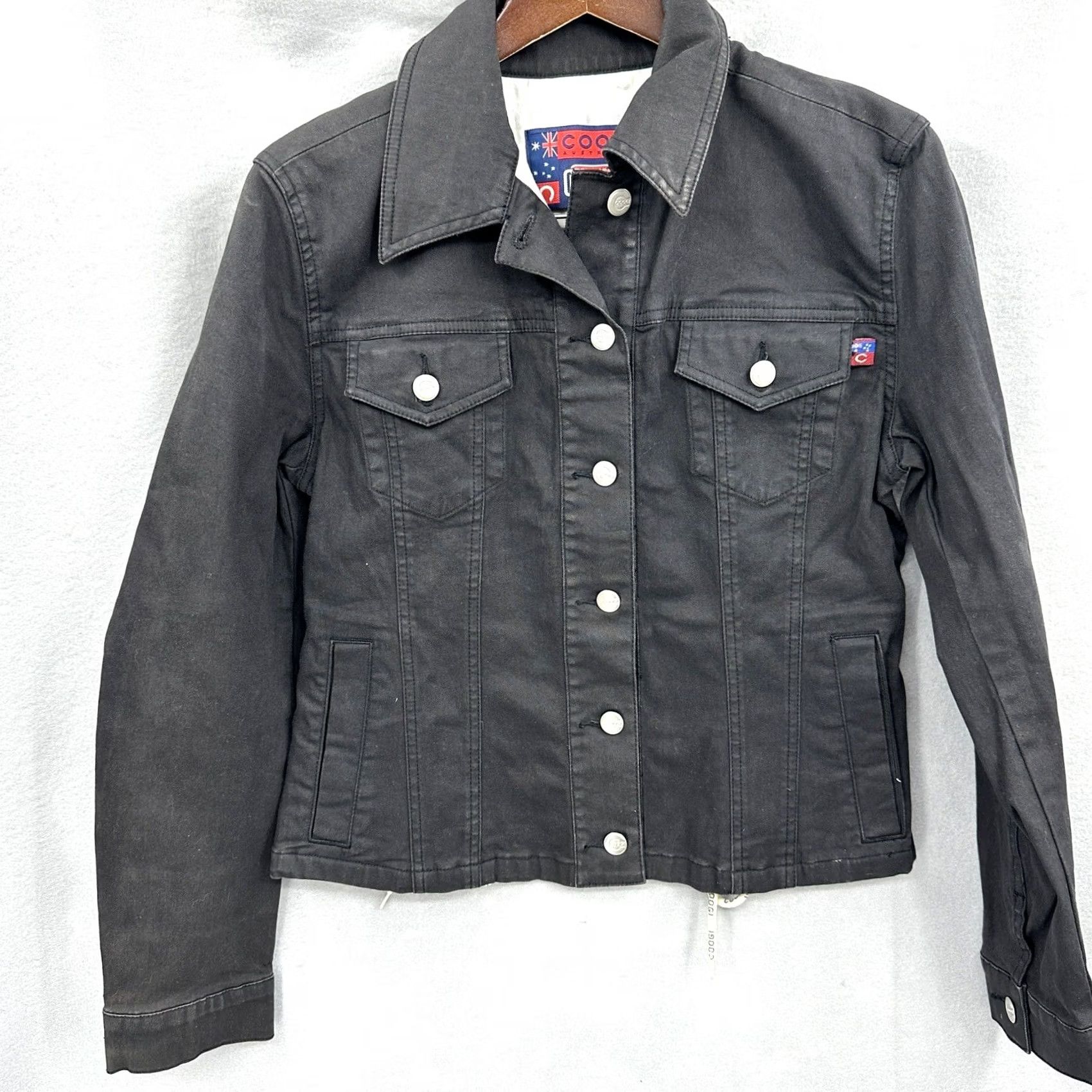 Coogi VINTAGE COOGI Women XL Black Jean Jacket Logo Back Trucker Lace Up 90s Popular Slim Size XL Womens Jacket Size 40" / US 18 - 2 Thumbnail