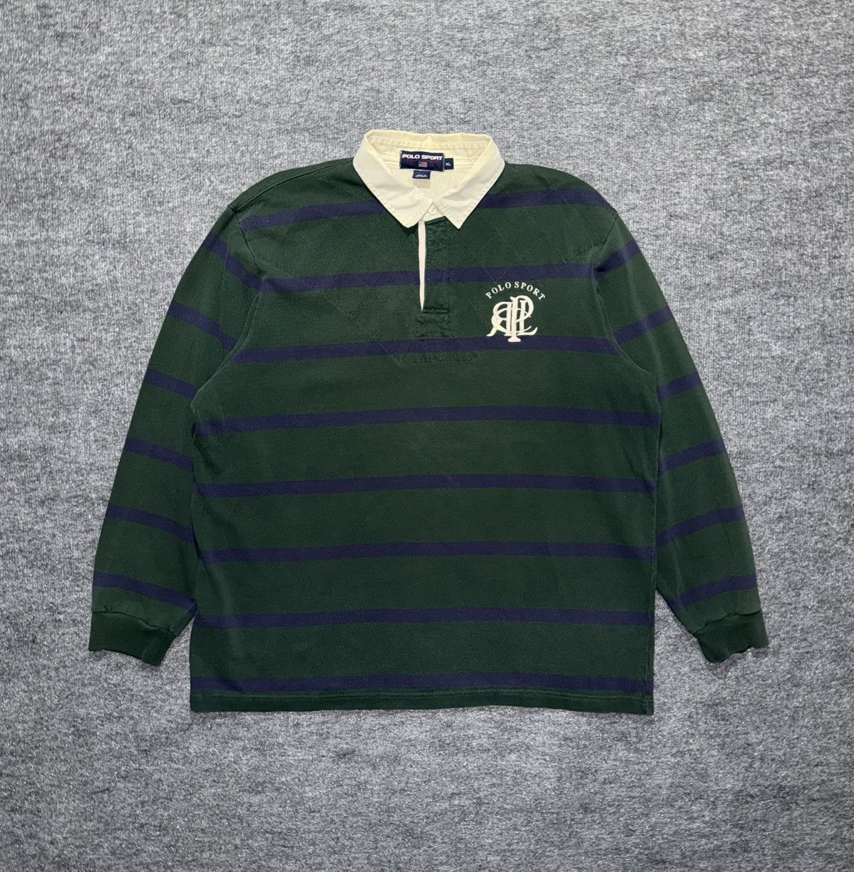 Polo Ralph Lauren Polo Sport RL Green Stripe Rugby Shirt XL Size US XL / EU 56 / 4 - 1 Thumbnail