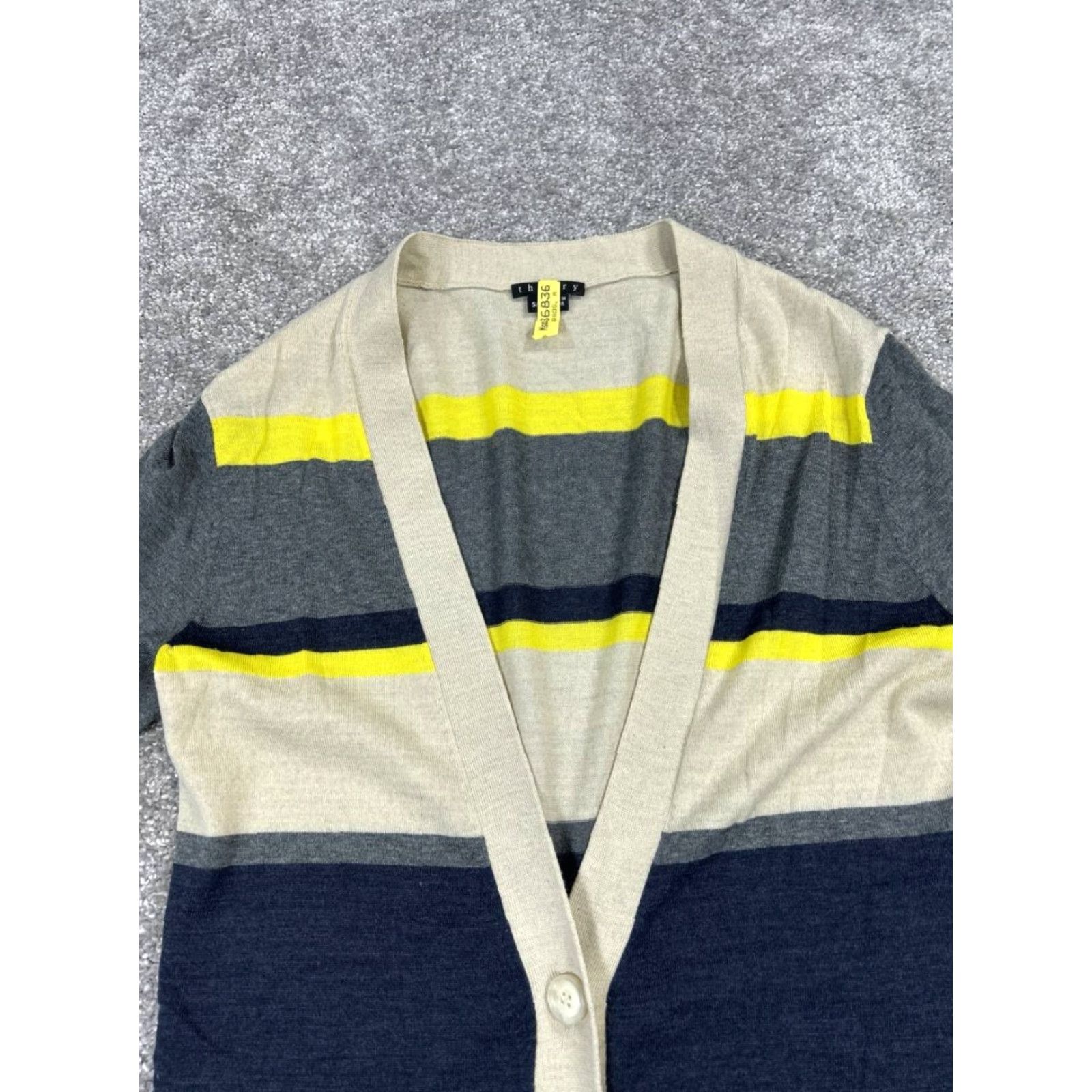 Theory VINTAGE Theory Wool Cardigan Sweater Womens Small Knit 90s Casual Brown Gray Yellow Size S / US 4 / IT 40 - 2 Thumbnail