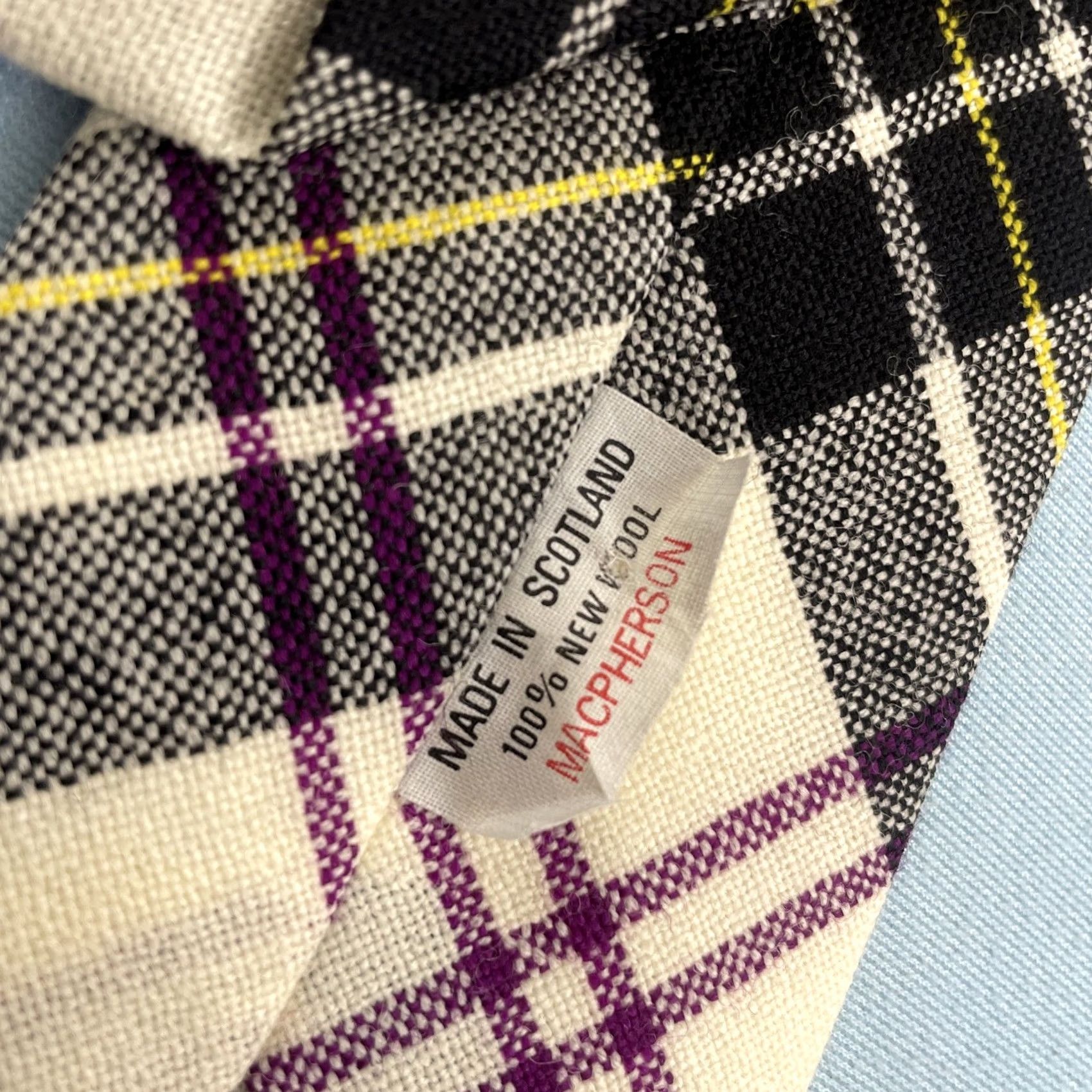 Vintage VINTAGE Macpherson Scotland 100% New Wool Cloth Tie Plaid Purple Blue Necktie 3x54 EUC | Designer | Mens Size ONE SIZE - 6 Thumbnail