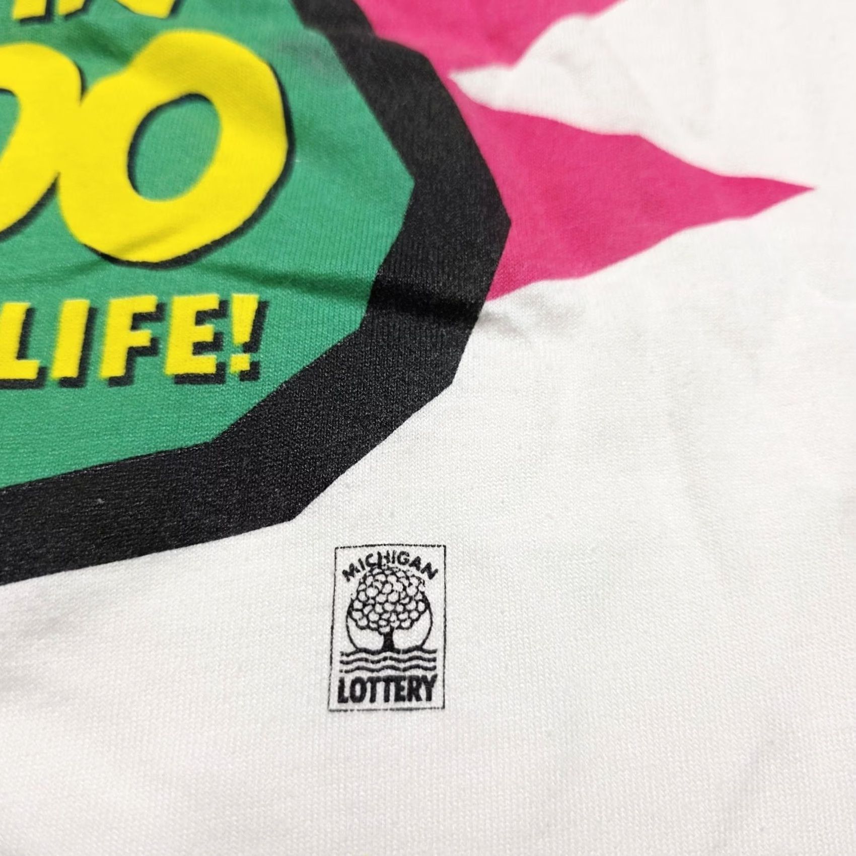 Fruit Of The Loom VINTAGE Michigan Lottery Promo Win For Life Single Stitch Shirt Mens XL 90s Size US XL / EU 56 / 4 - 5 Thumbnail