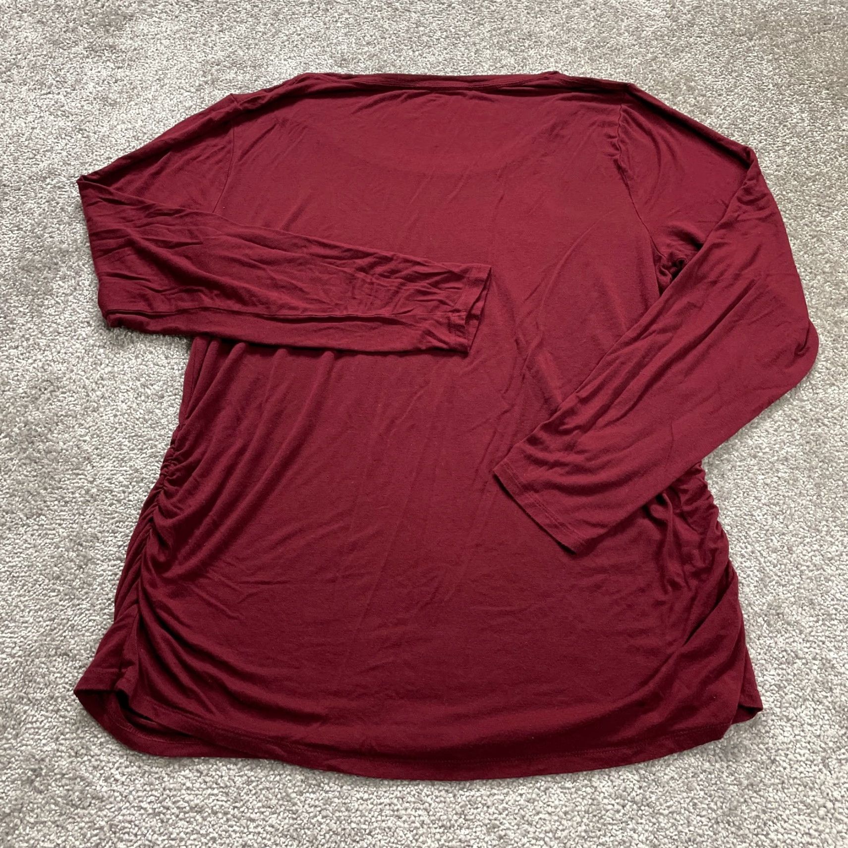 Vintage VINTAGE? No — Actually A Glow Maternity Blouse Shirt Womens 2XL Red Round Neck Long Sleeve Knit Rayon Spandex Casual Classic Worldwide Womens Size XXL / US 16-18 / IT 52-54 - 2 Thumbnail