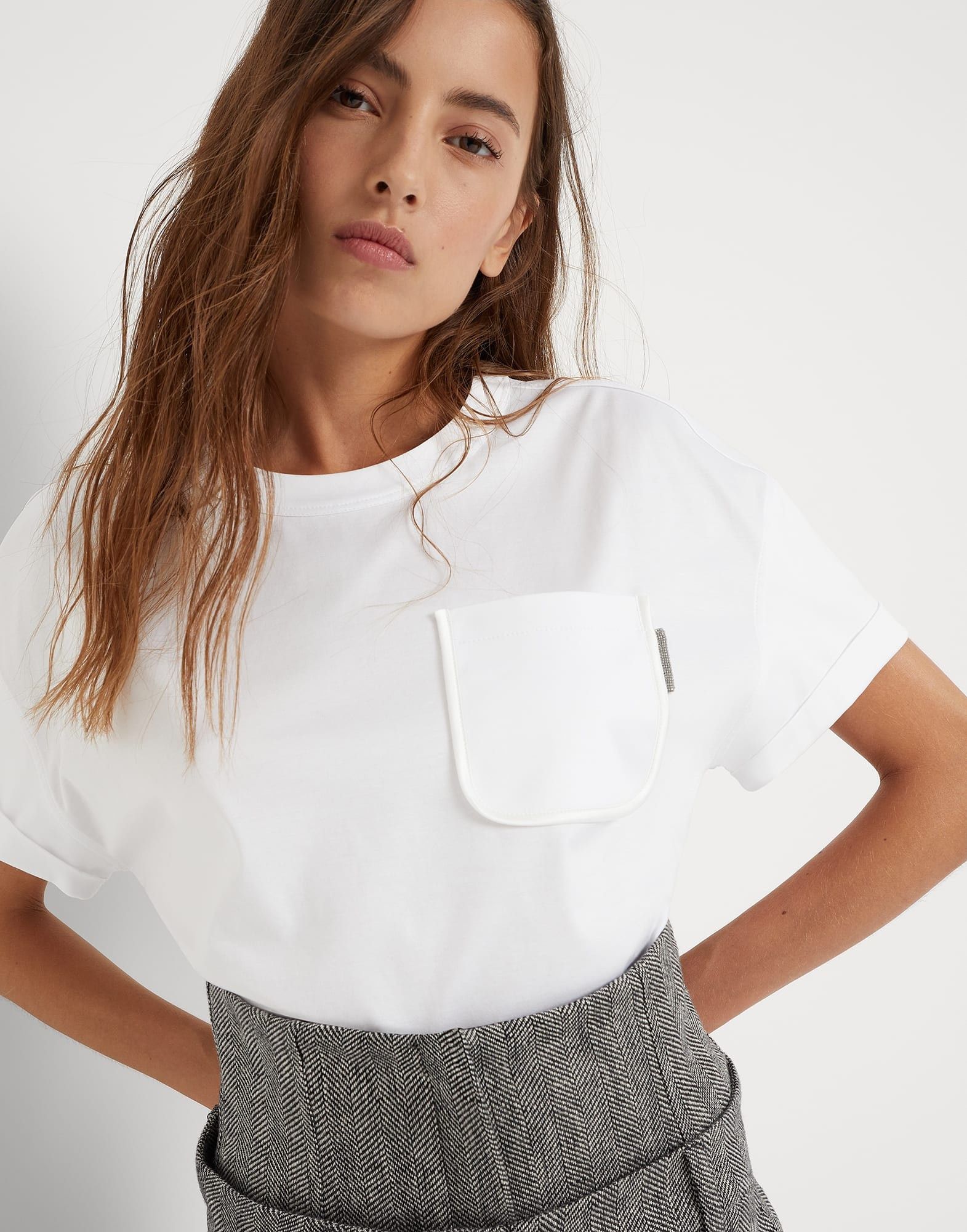 Brunello Cucinelli o1w1db10825 Blouse in White Size XL / US 12-14 / IT 48-50 - 4 Thumbnail