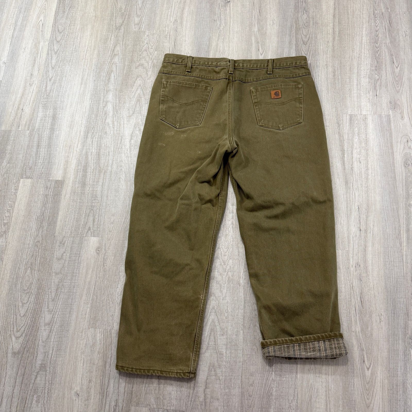 Carhartt Vintage Carhartt Flannel Lined Pants Men's 42x30 Olive Denim Size US 42 / EU 58 - 6 Thumbnail