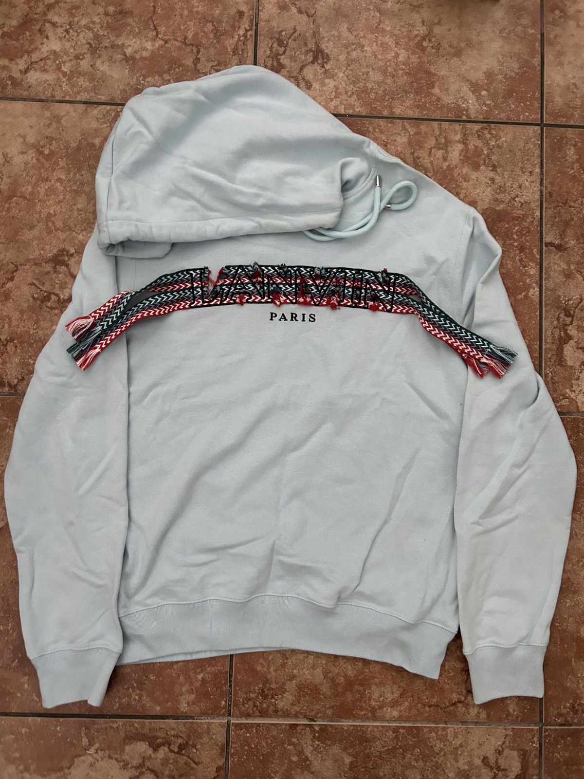 Lanvin Lanvin light blue embroidered lace logo hoodie Flawless!! Size US XXL / EU 58 / 5 - 1 Thumbnail