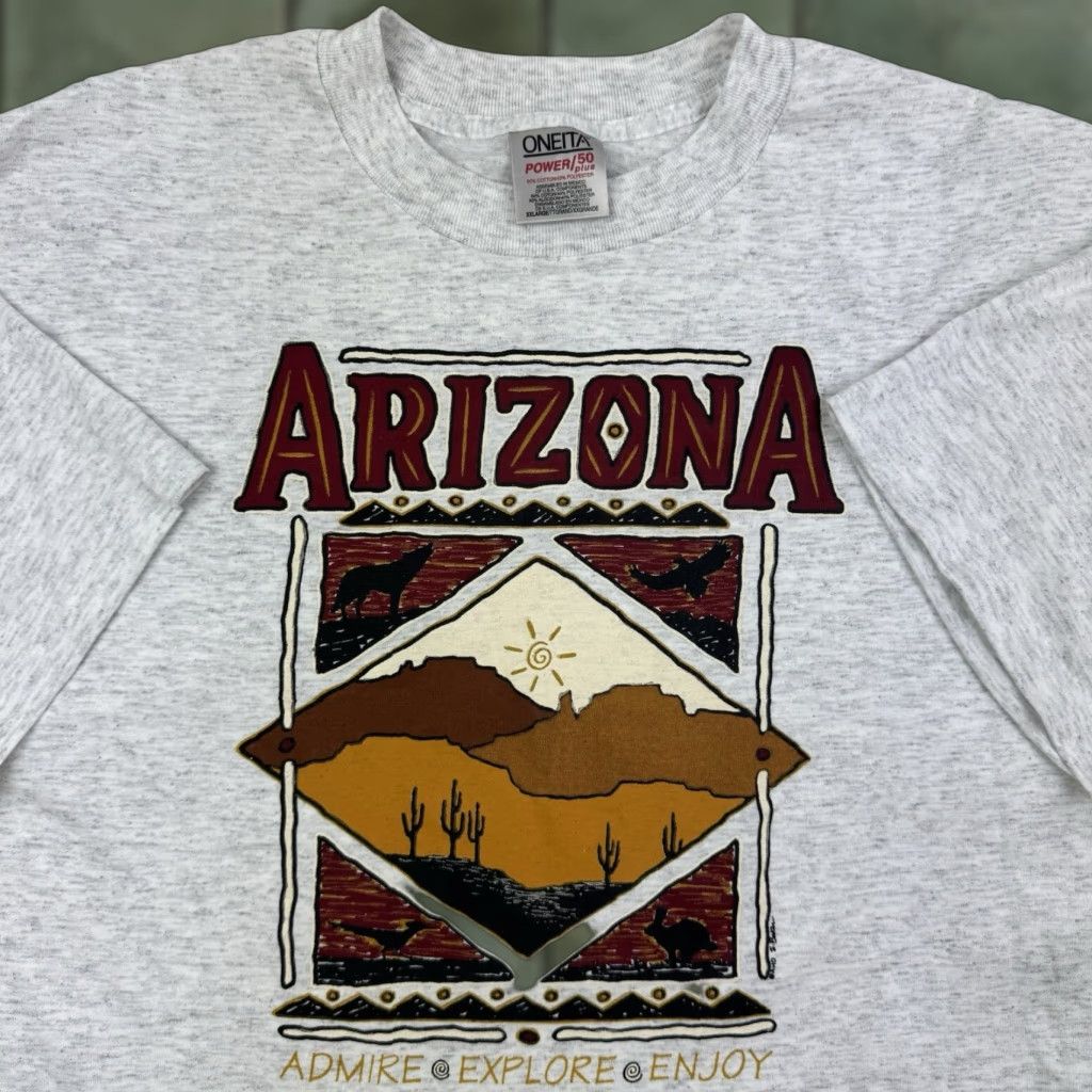 Vintage VINTAGE Arizona Nature T-Shirt Adult 2XL Gray Outdoor Desert 90s US Made Mens Size US XXL / EU 58 / 5 - 1 Thumbnail